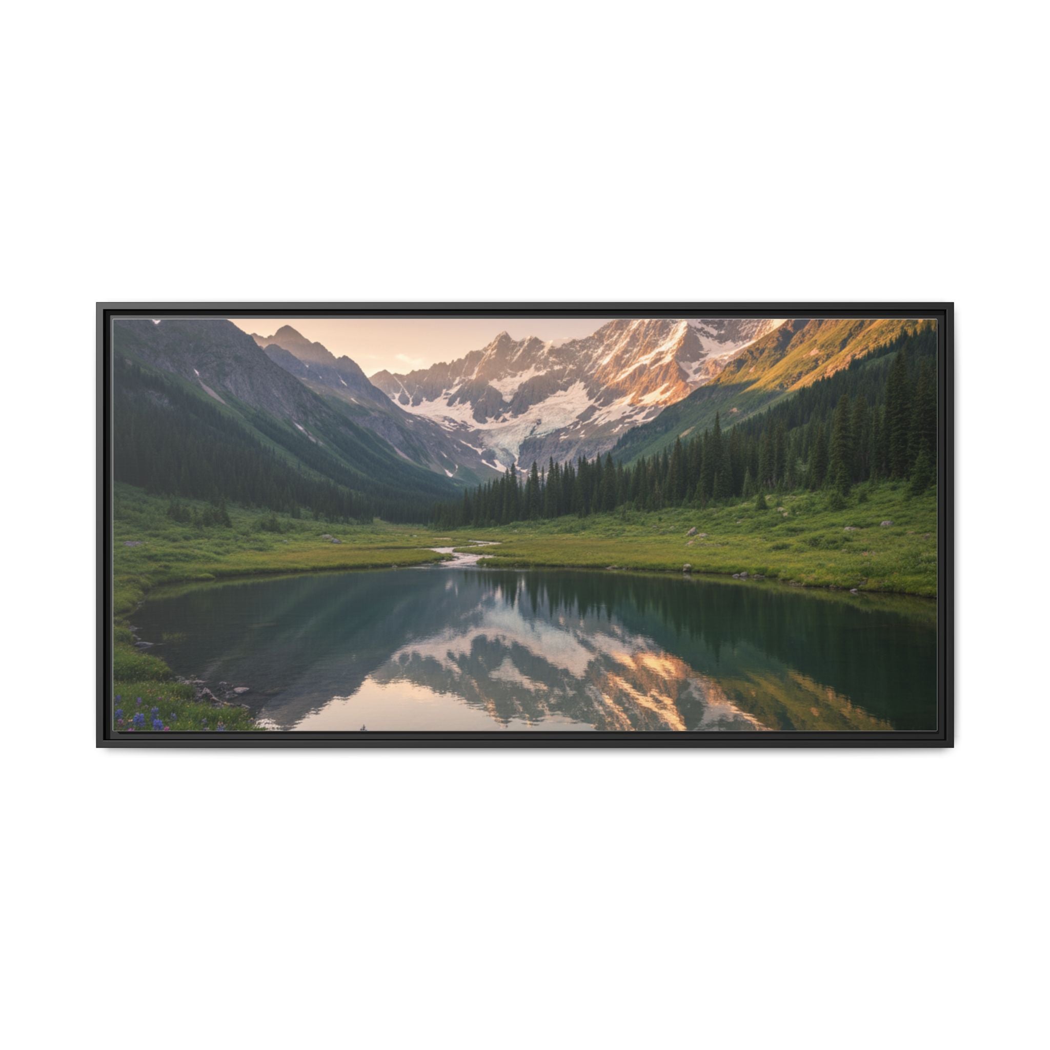 Matte Framed Canvas - Mountain Lake Landscape Wall Art