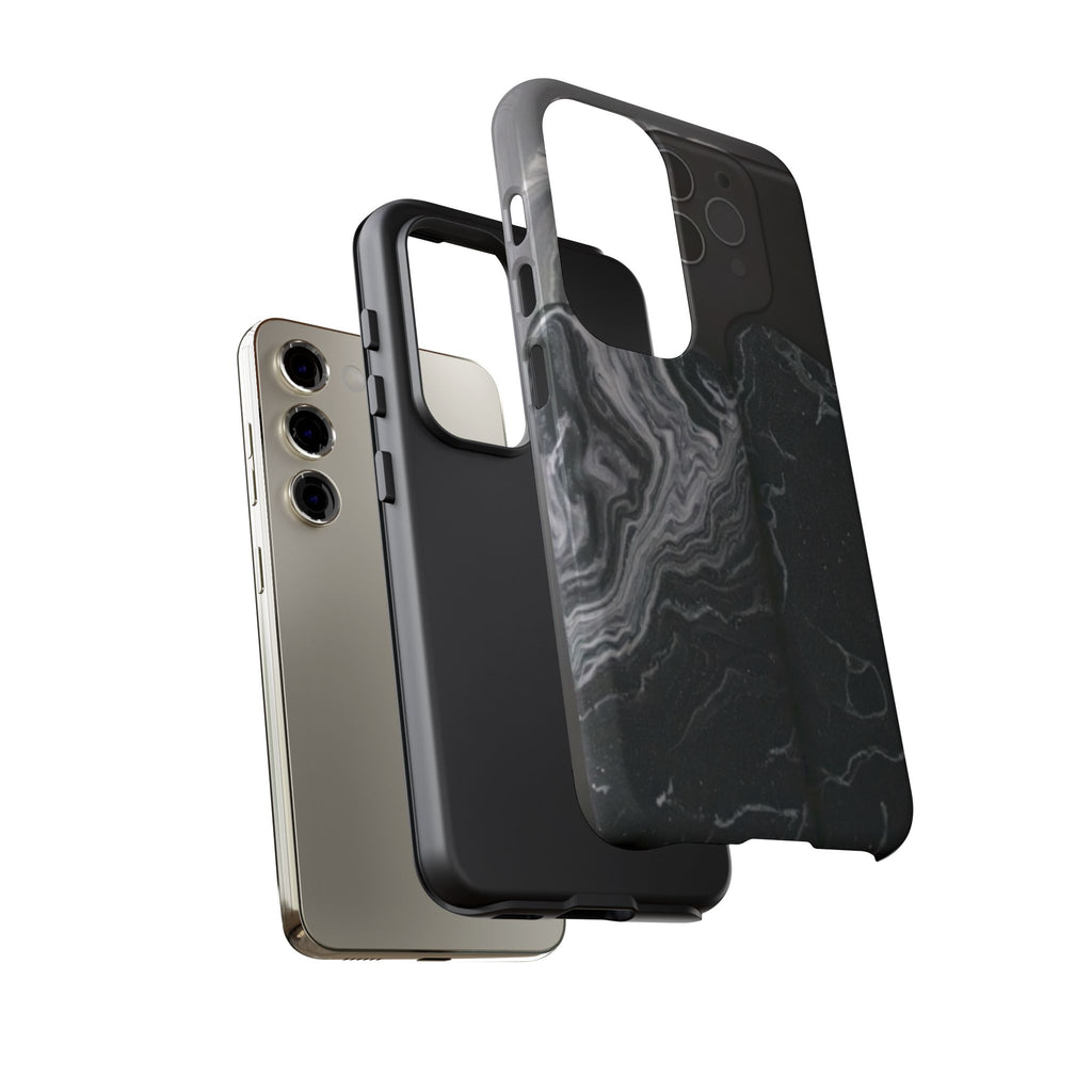 Black Marble Tough Phone Case — Protective iPhone Cover with Marble Texture