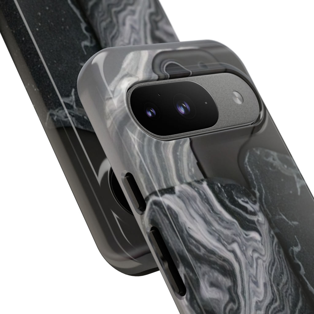 Black Marble Tough Phone Case — Protective iPhone Cover with Marble Texture