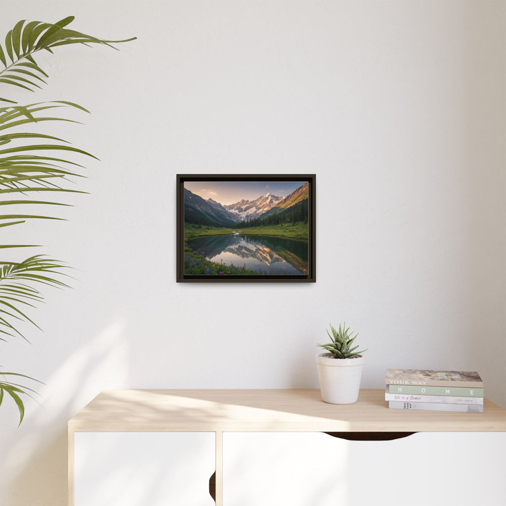 Matte Framed Canvas - Mountain Lake Landscape Wall Art