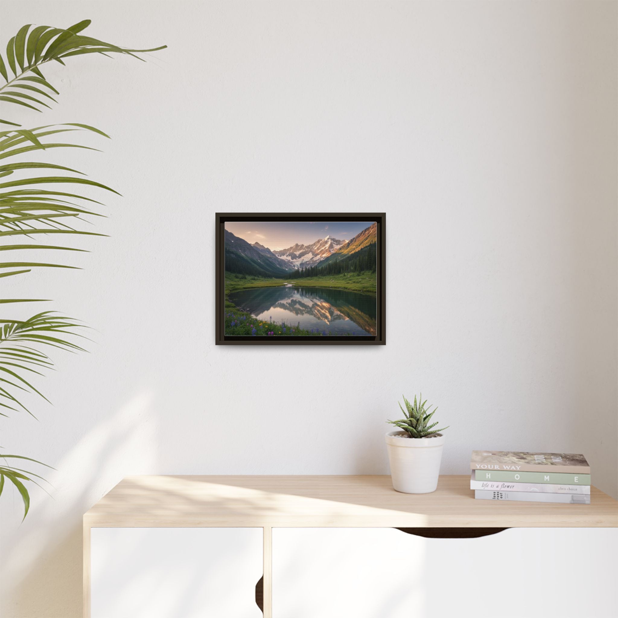 Matte Framed Canvas - Mountain Lake Landscape Wall Art