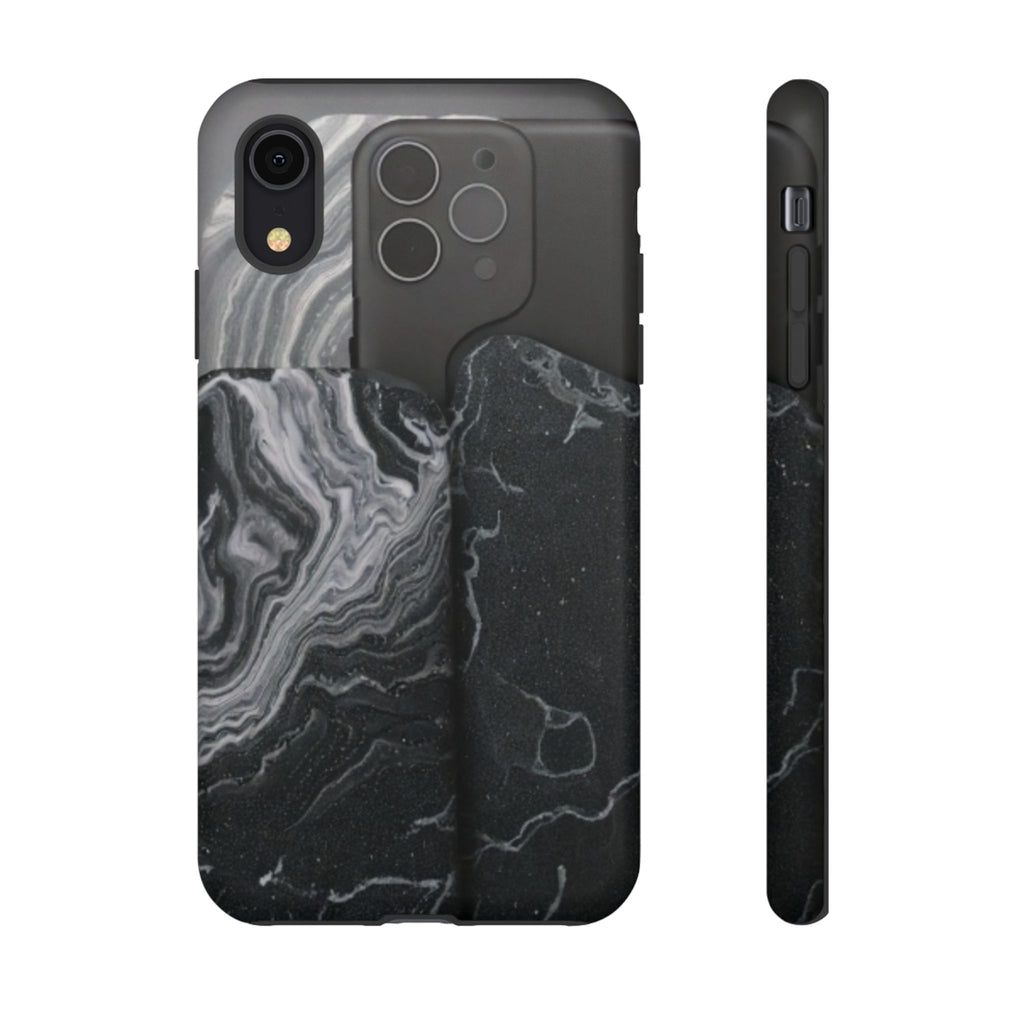 Black Marble Tough Phone Case — Protective iPhone Cover with Marble Texture
