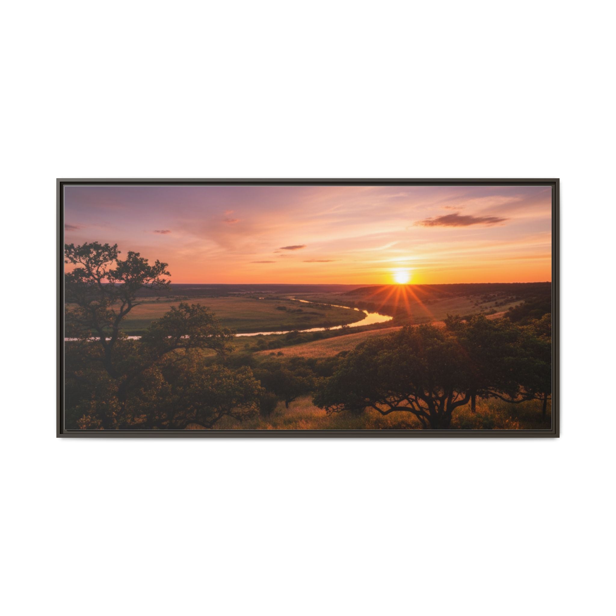 Sunset River Matte Canvas Framed Wall Art