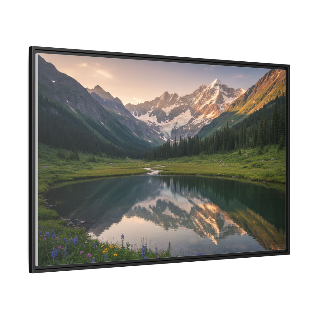 Matte Framed Canvas - Mountain Lake Landscape Wall Art