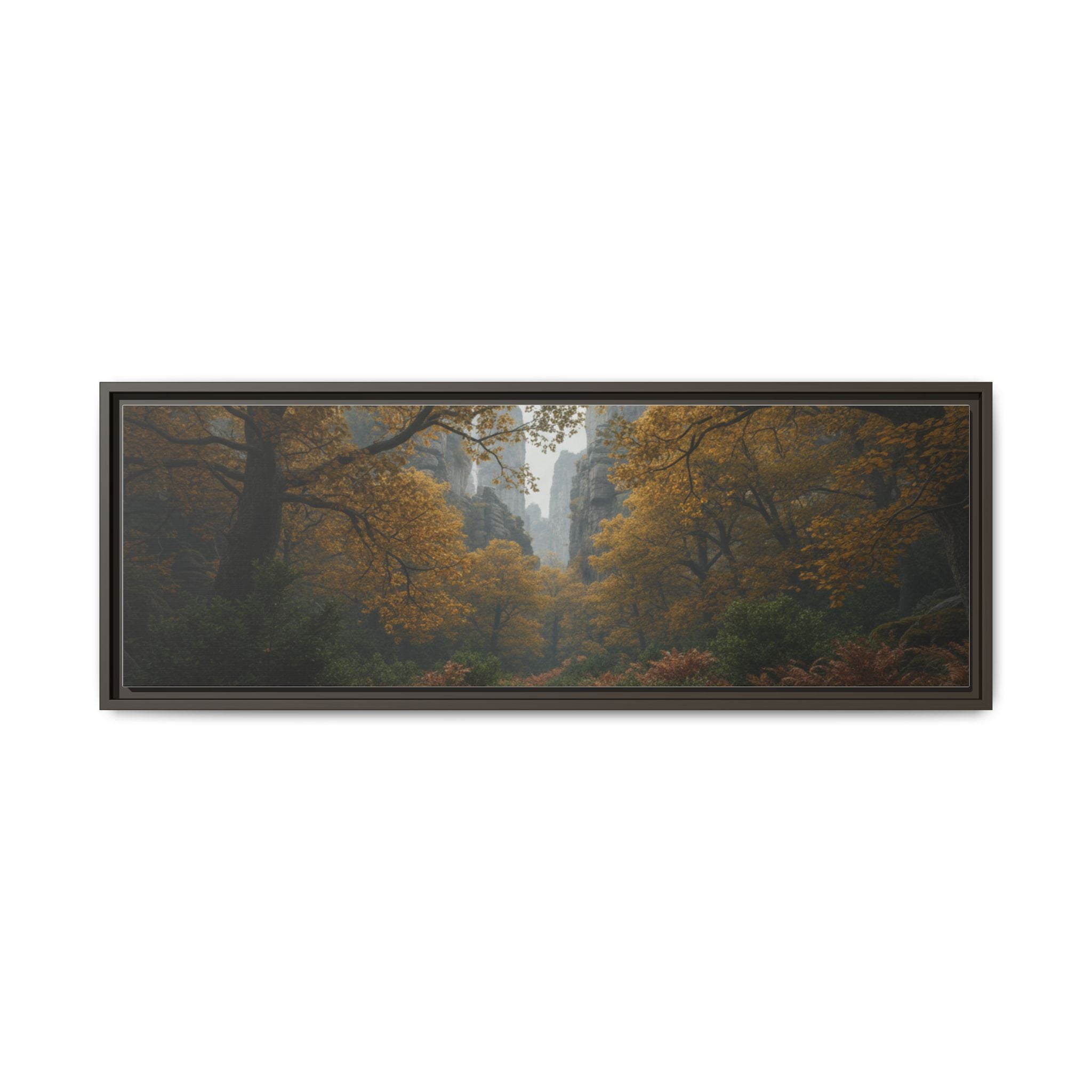 Autumn Forest Path Matte Canvas Print — Framed Wall Art