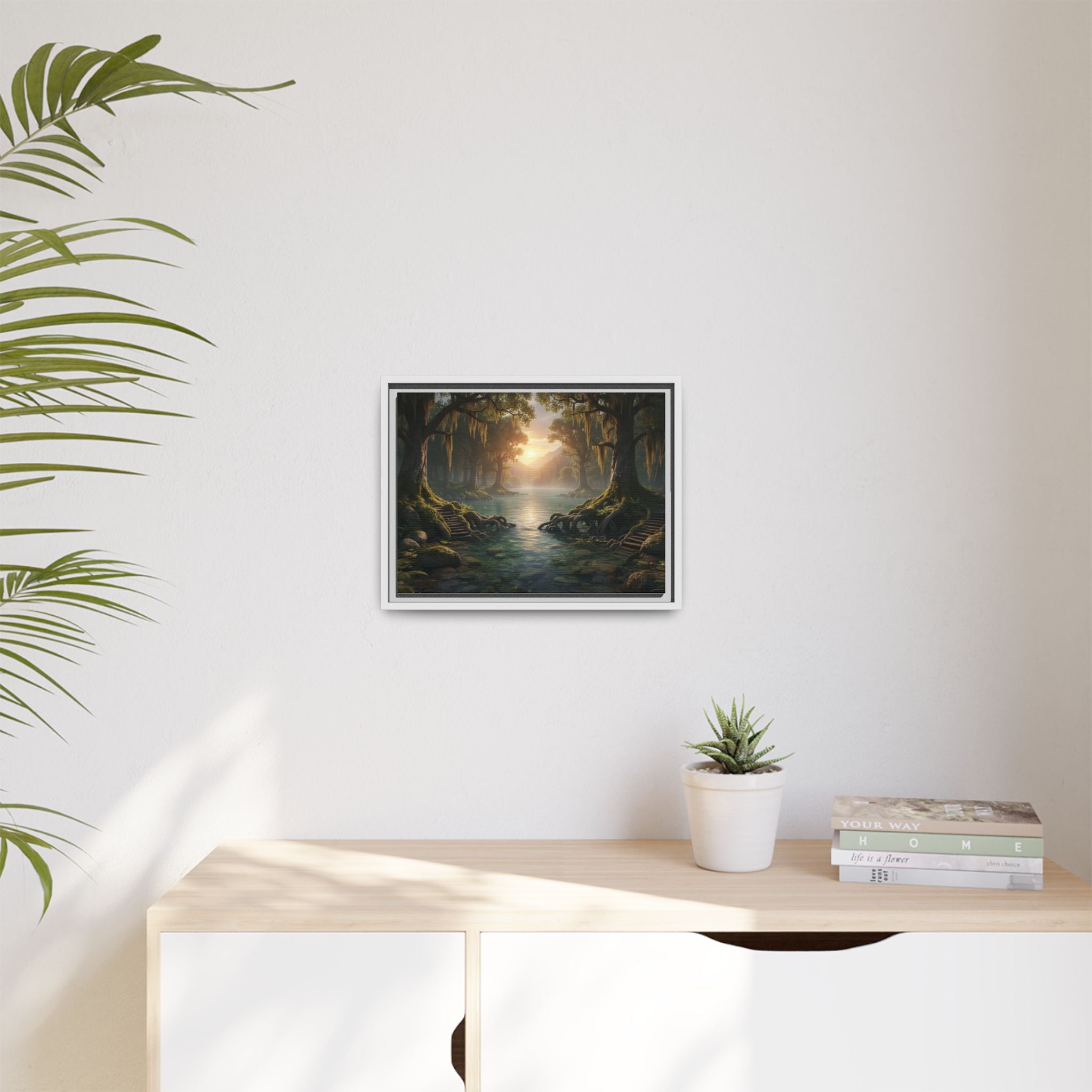 Framed Matte Canvas Art - Step In To The Water