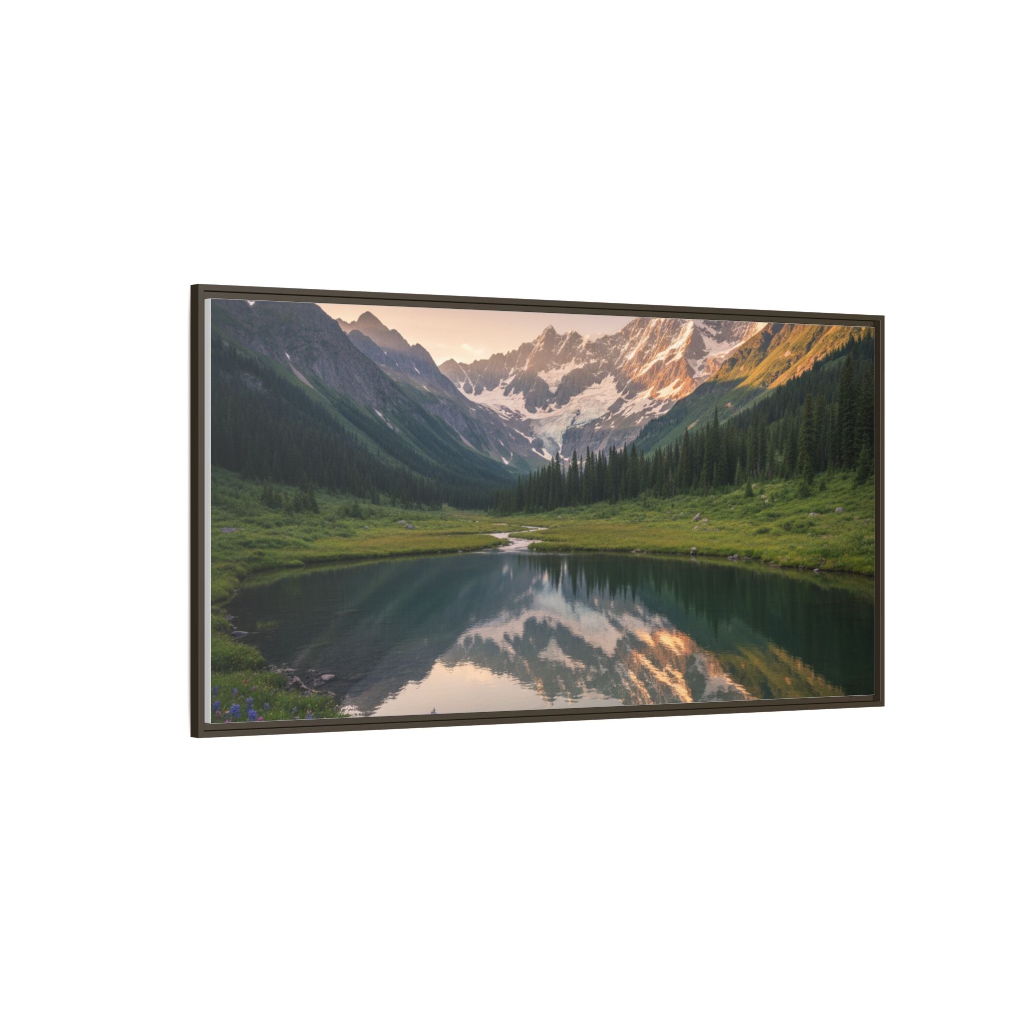Matte Framed Canvas - Mountain Lake Landscape Wall Art