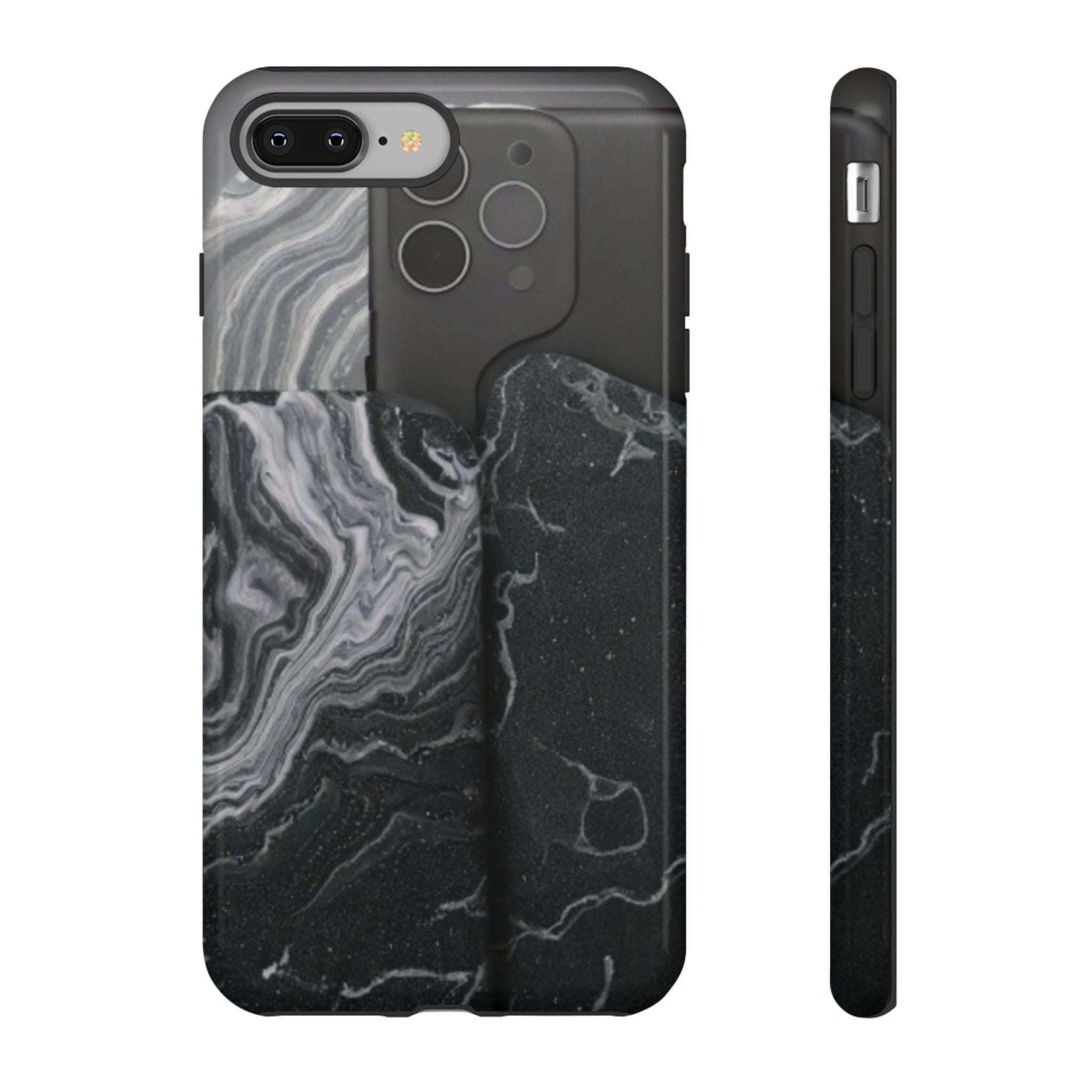 Black Marble Tough Phone Case — Protective iPhone Cover with Marble Texture