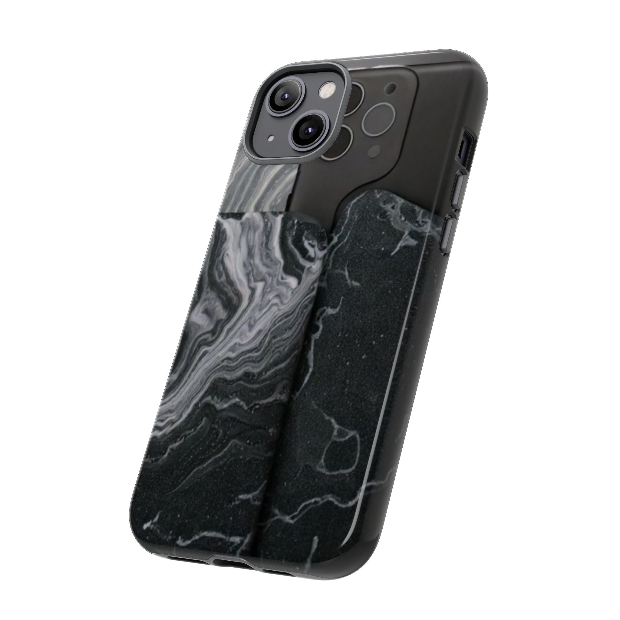 Black Marble Tough Phone Case — Protective iPhone Cover with Marble Texture