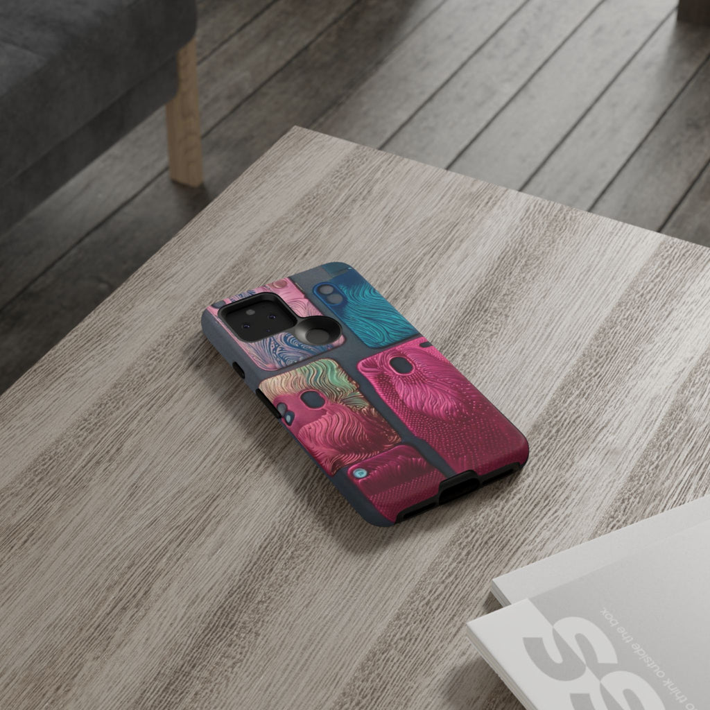 Tough Case - Colorful Textured Phone Case (Protective, Artistic Swirl Design)