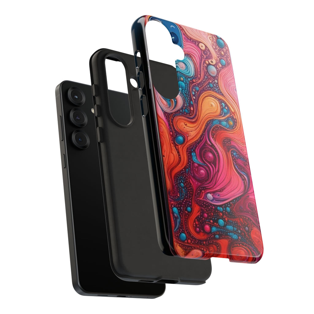Abstract Swirl Tough Phone Case — Colorful Liquid Art Protective Cover