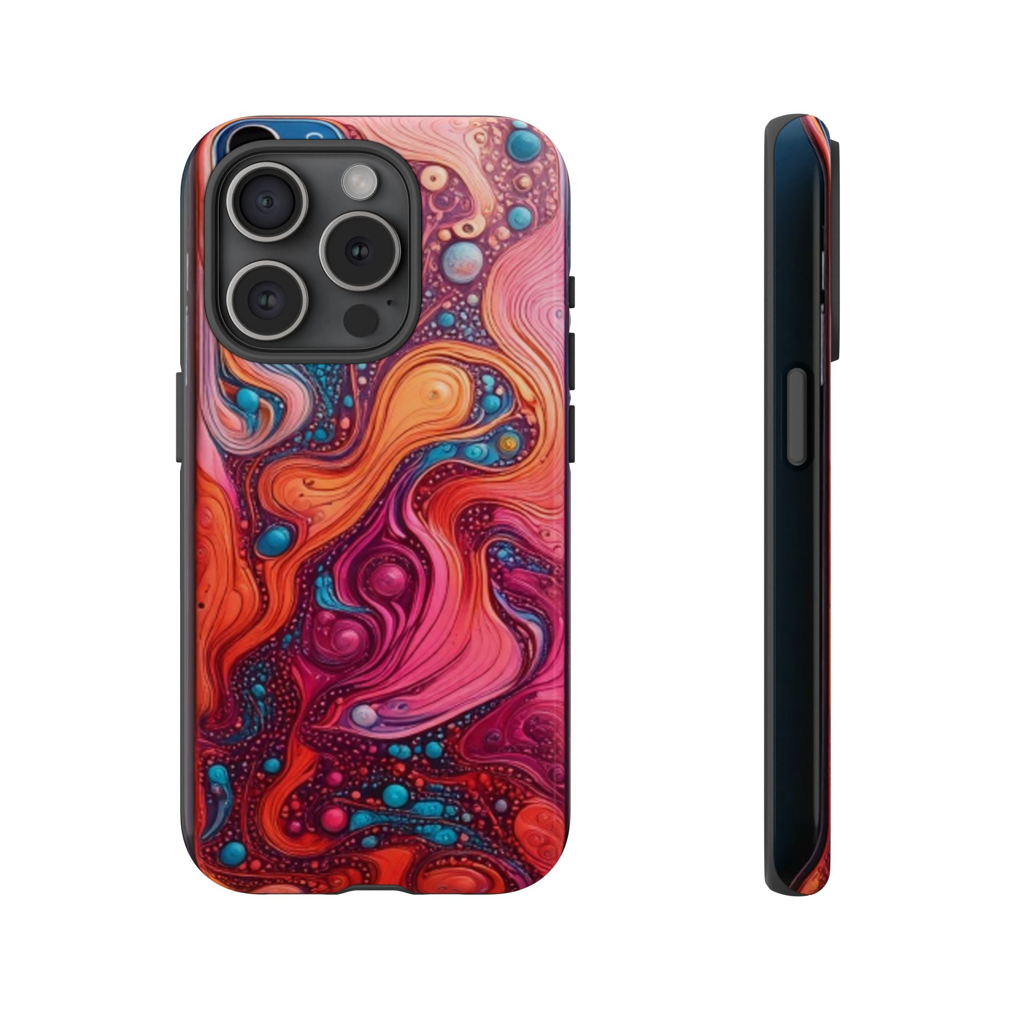 Abstract Swirl Tough Phone Case — Colorful Liquid Art Protective Cover