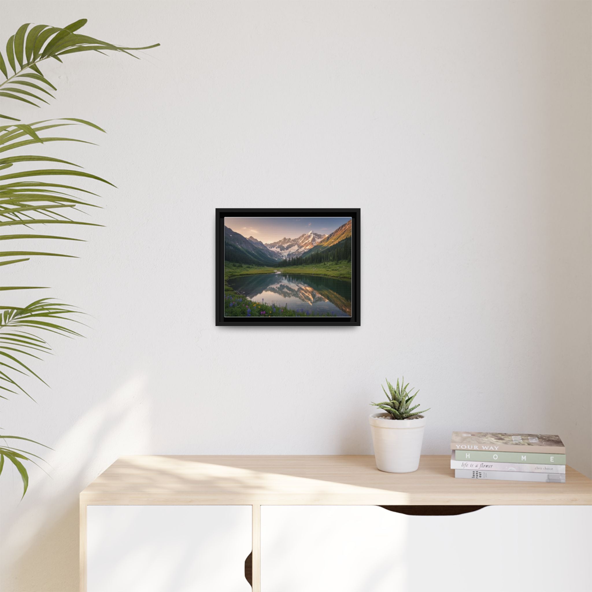 Matte Framed Canvas - Mountain Lake Landscape Wall Art