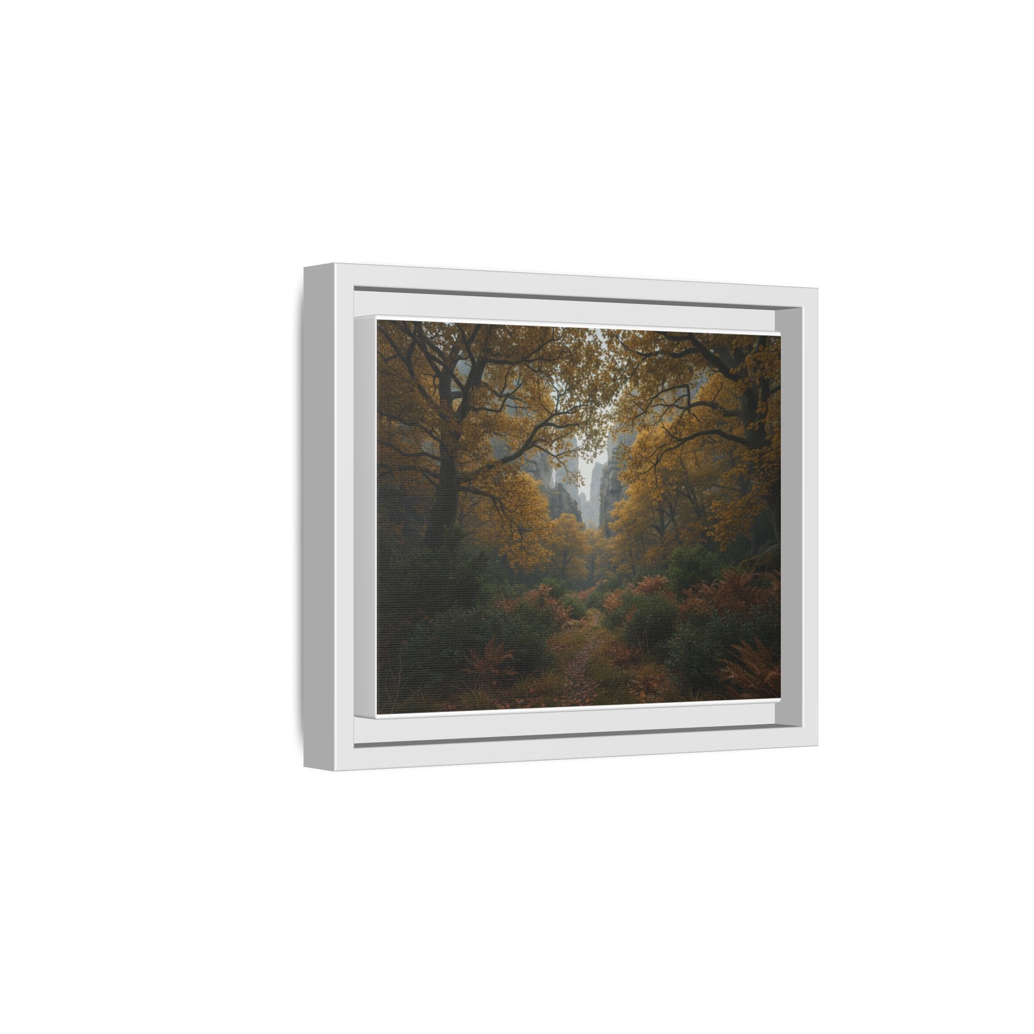 Autumn Forest Path Matte Canvas Print — Framed Wall Art