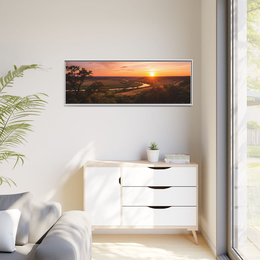 Sunset River Matte Canvas Framed Wall Art