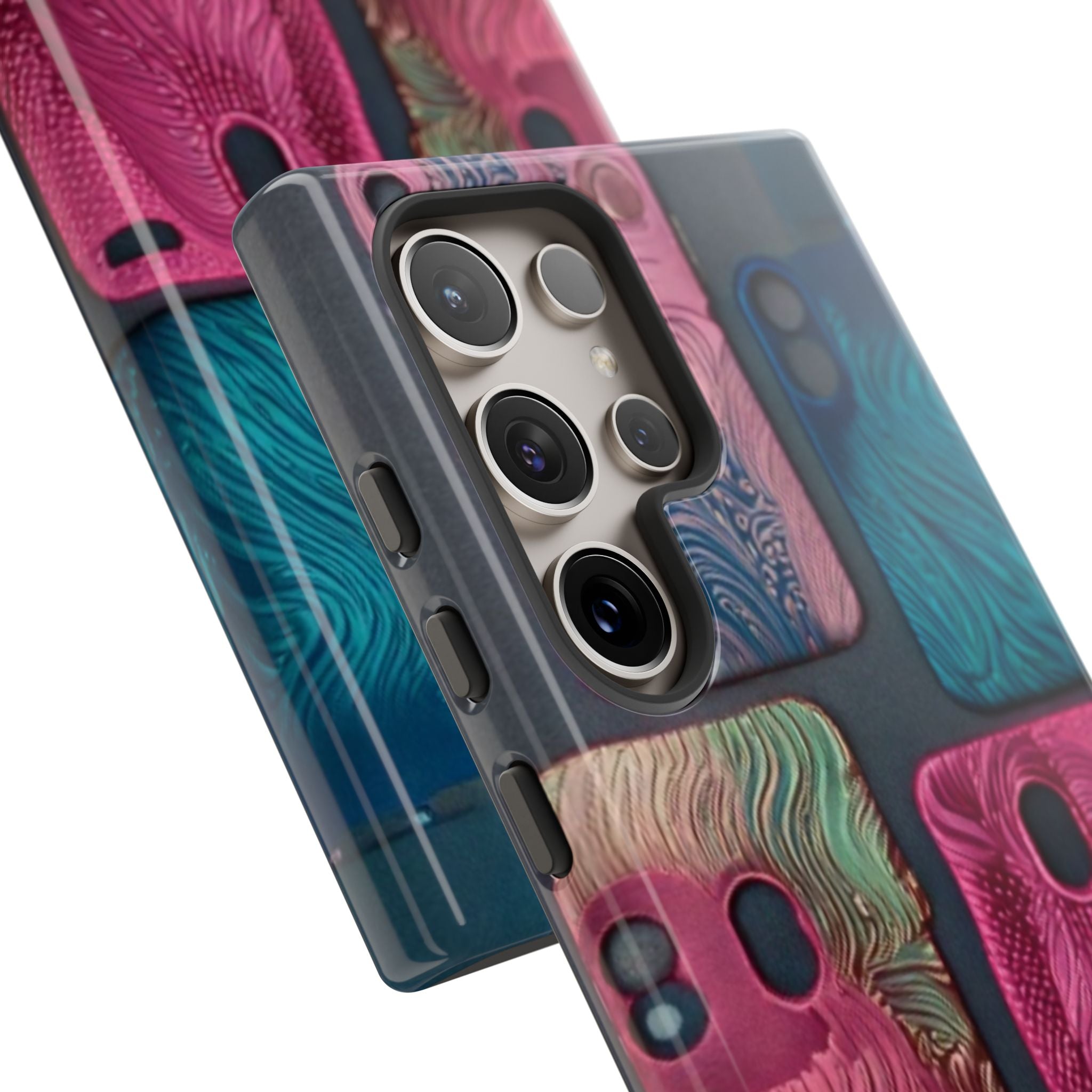 Tough Case - Colorful Textured Phone Case (Protective, Artistic Swirl Design)