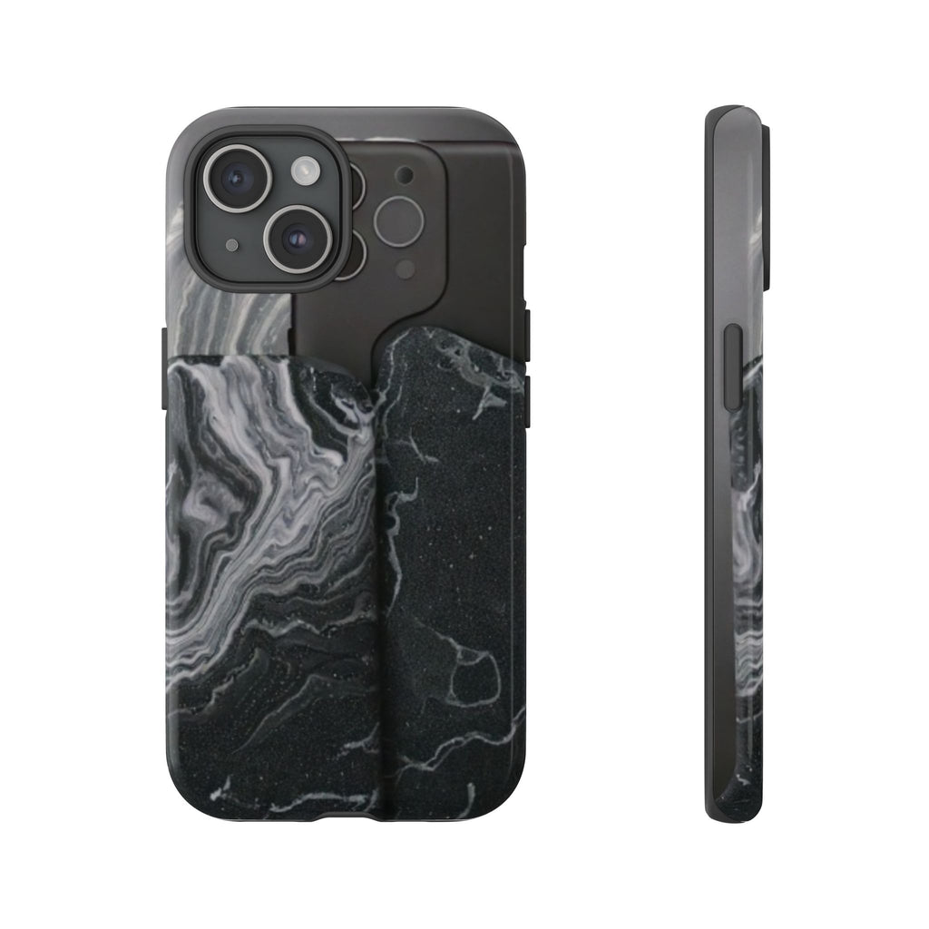 Black Marble Tough Phone Case — Protective iPhone Cover with Marble Texture