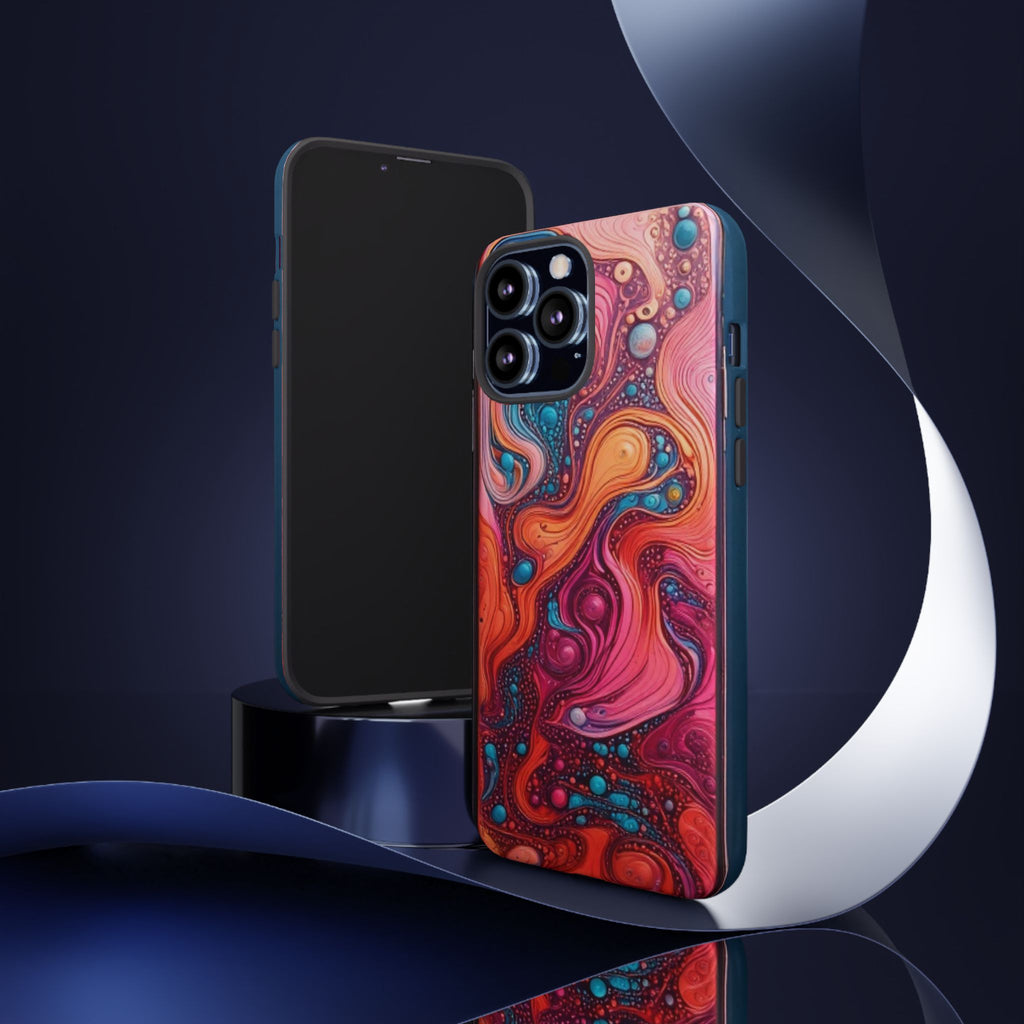 Abstract Swirl Tough Phone Case — Colorful Liquid Art Protective Cover