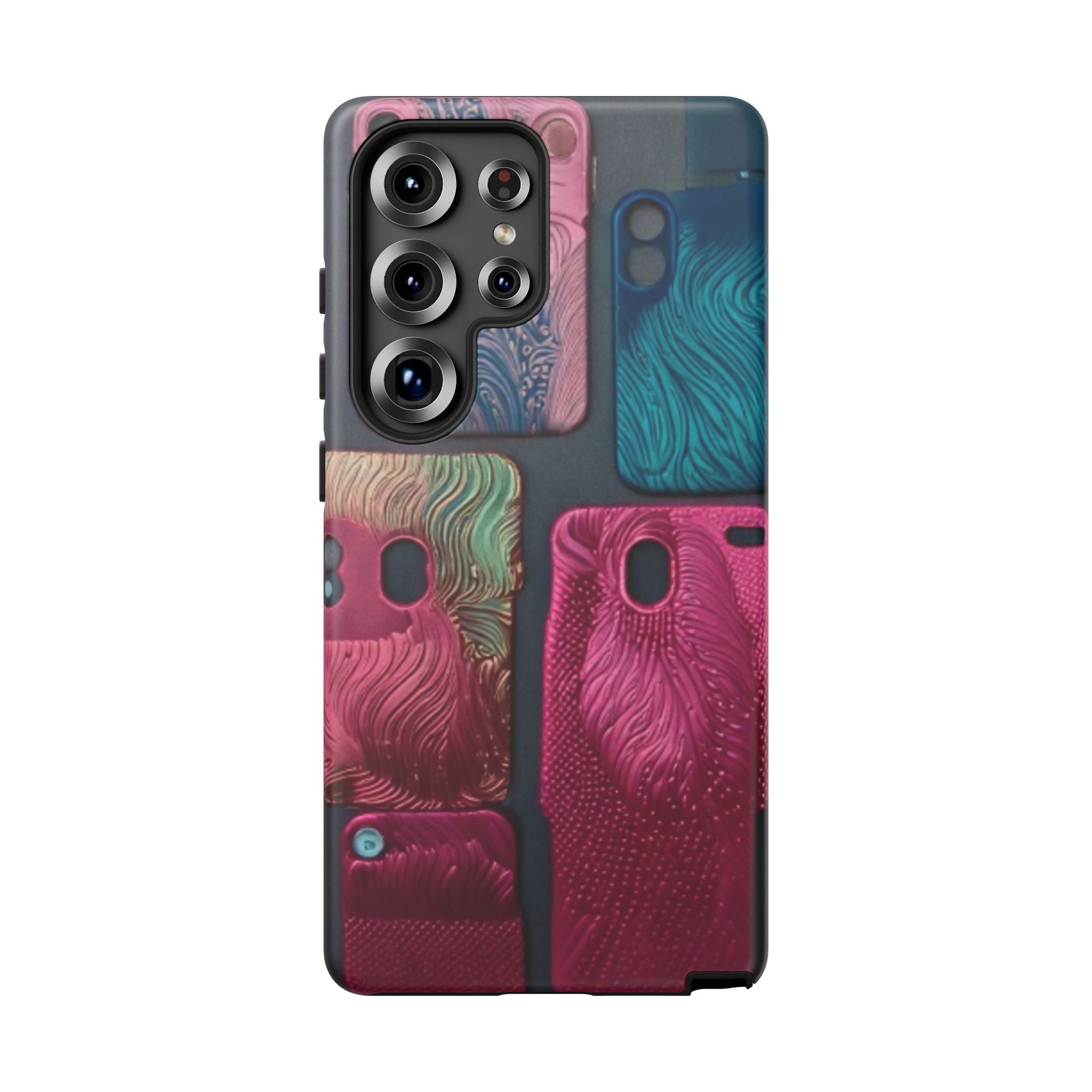 Tough Case - Colorful Textured Phone Case (Protective, Artistic Swirl Design)