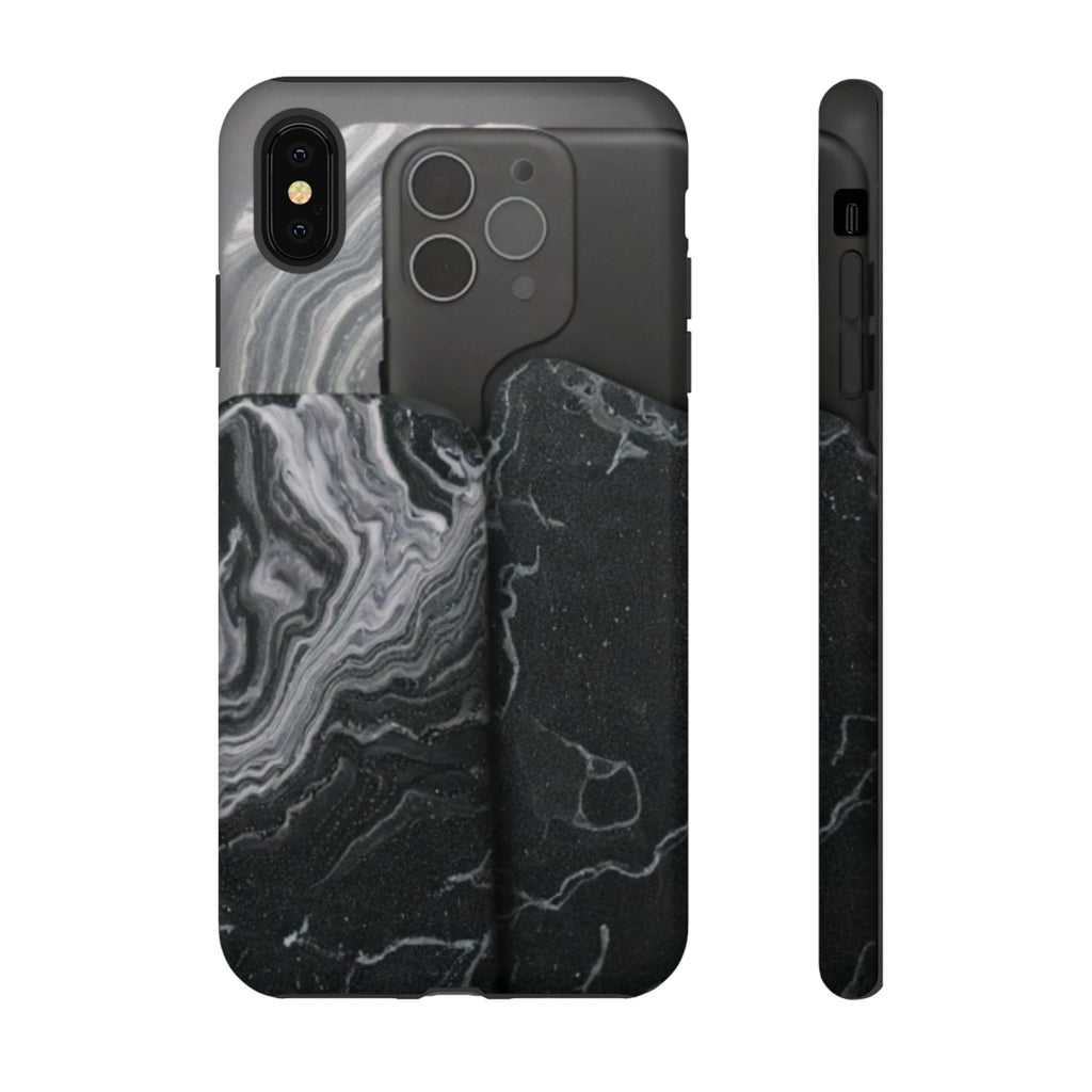 Black Marble Tough Phone Case — Protective iPhone Cover with Marble Texture