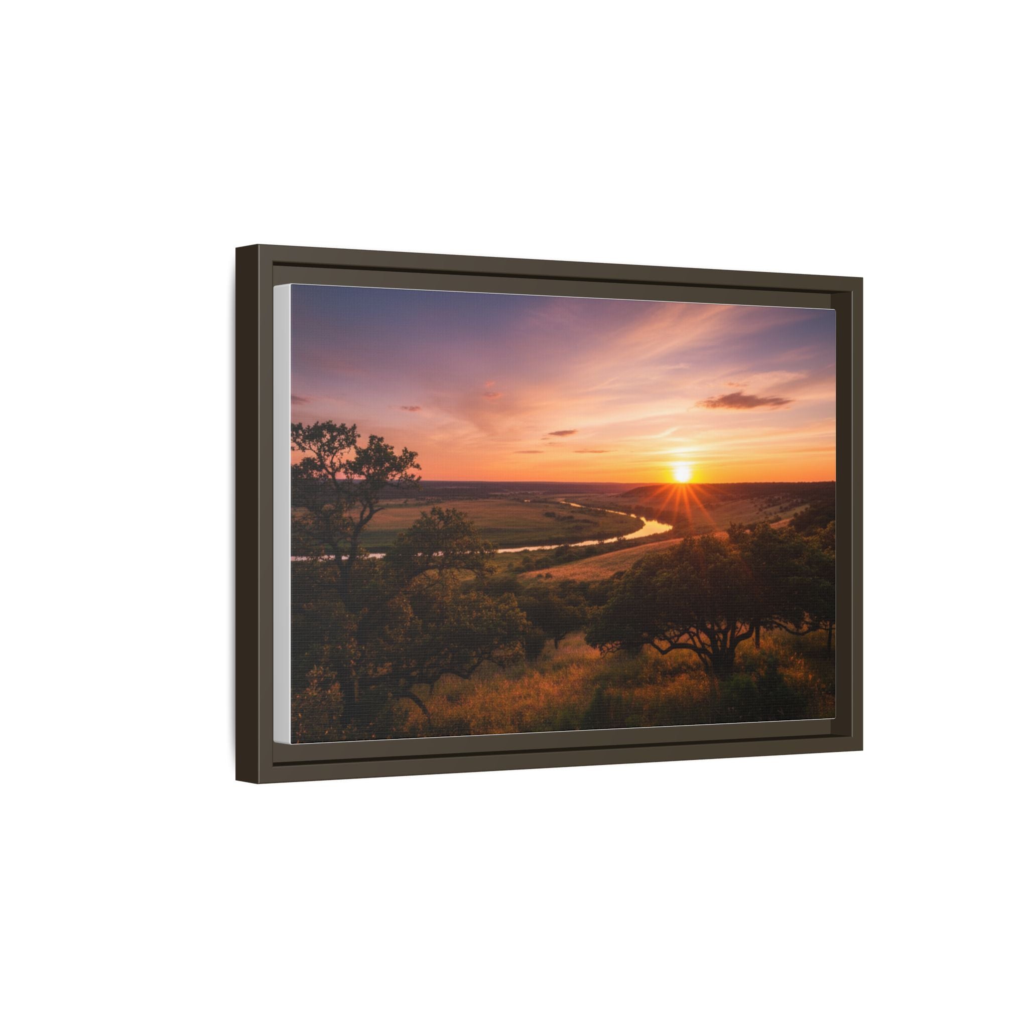 Sunset River Matte Canvas Framed Wall Art