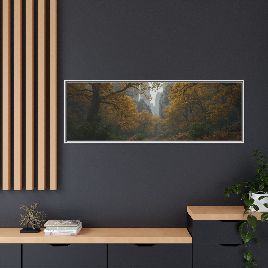 Autumn Forest Path Matte Canvas Print — Framed Wall Art