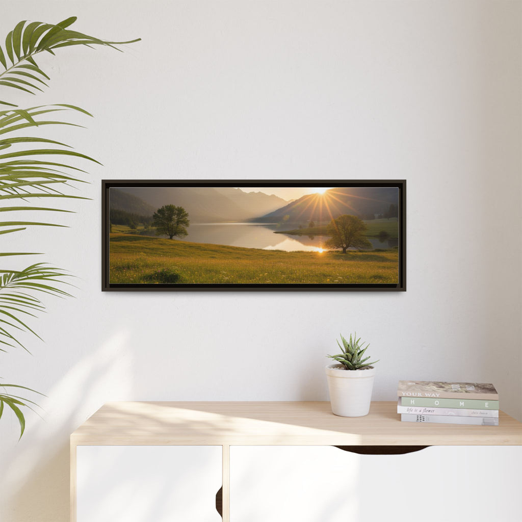 Sunrise Mountain Lake Matte Canvas — Framed Landscape Wall Art