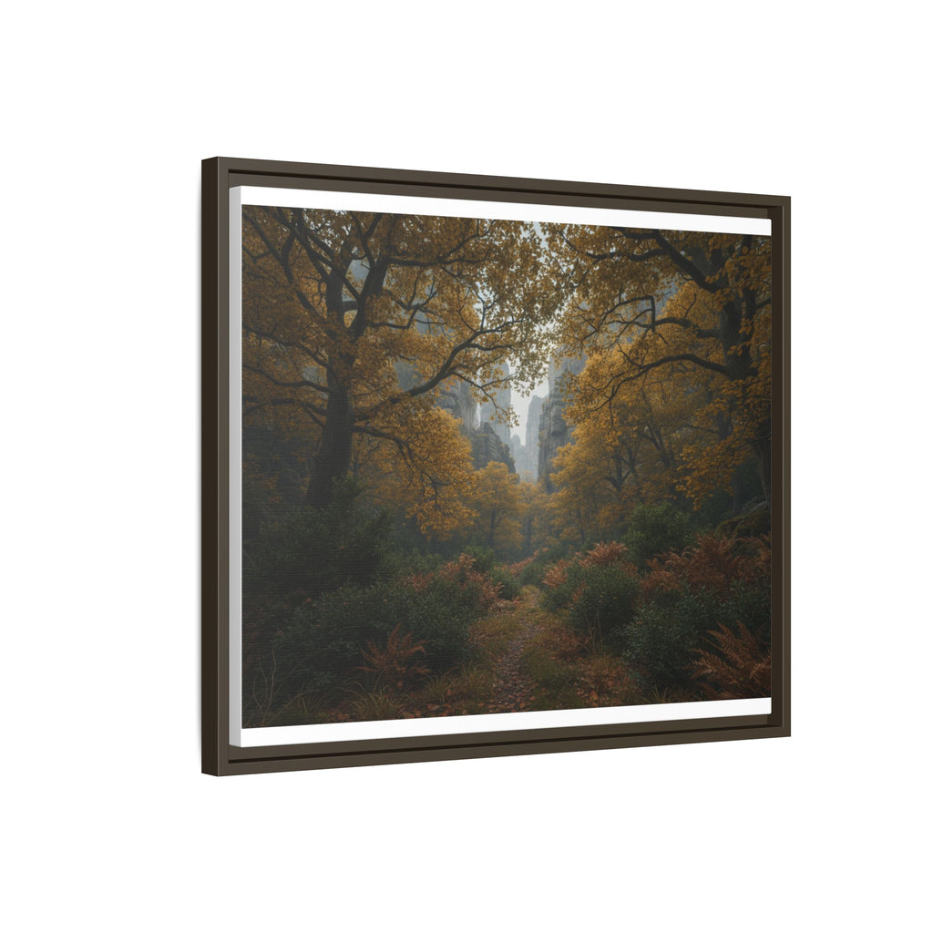 Autumn Forest Path Matte Canvas Print — Framed Wall Art
