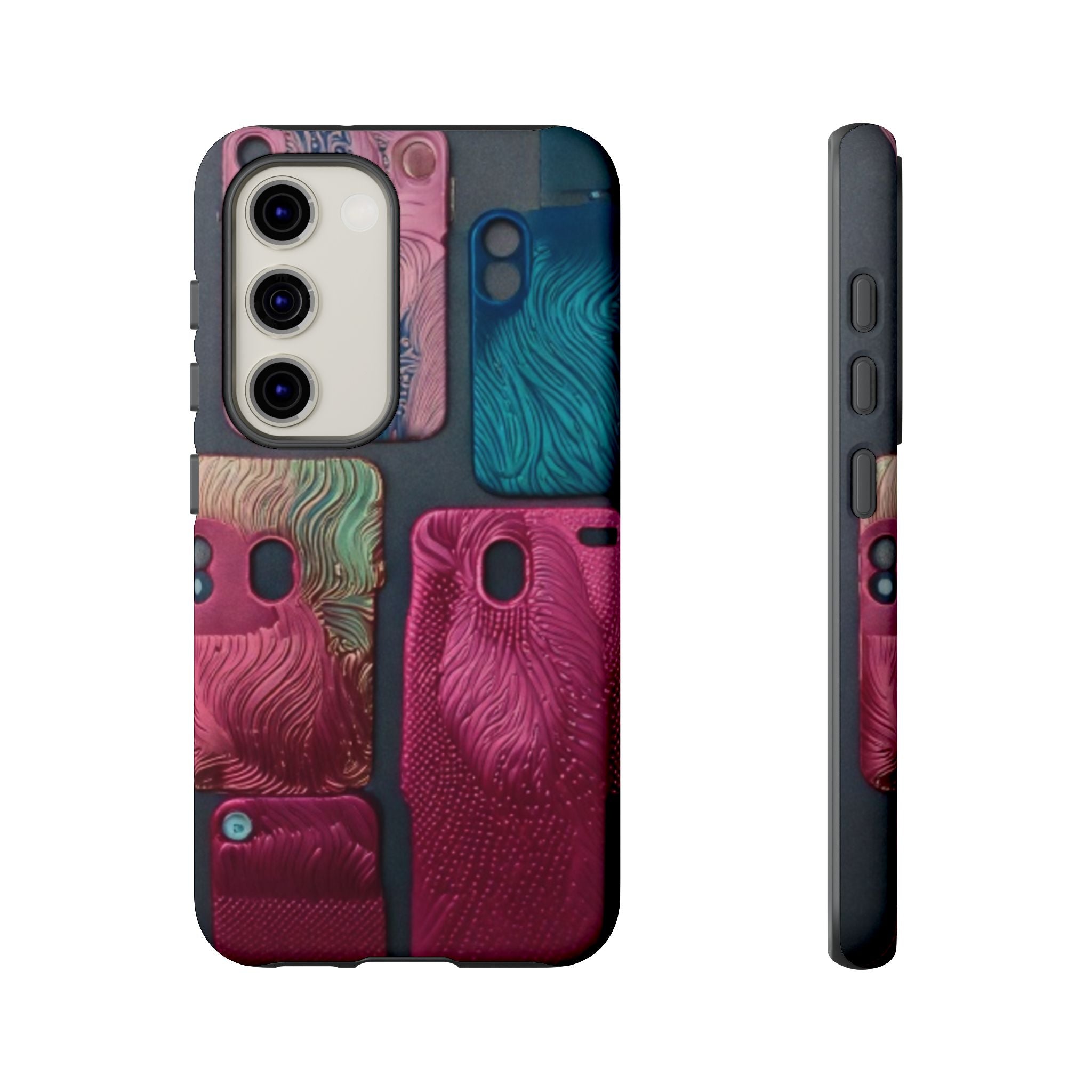 Tough Case - Colorful Textured Phone Case (Protective, Artistic Swirl Design)