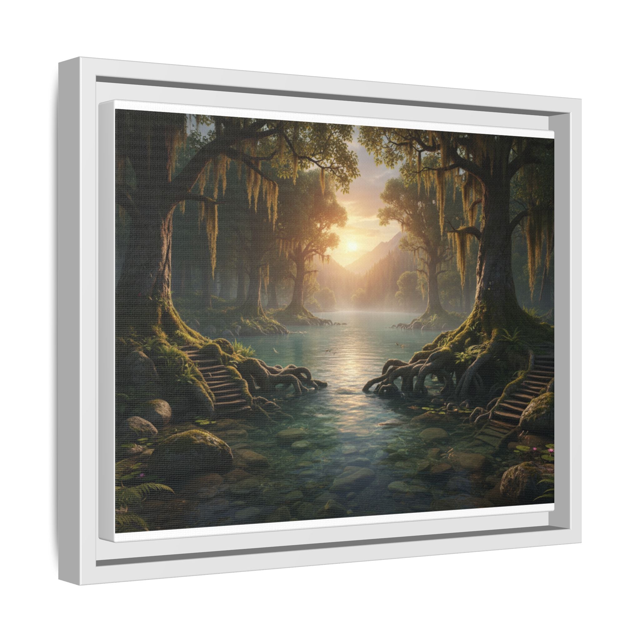 Framed Matte Canvas Art - Step In To The Water
