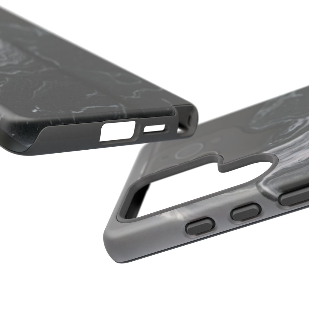 Black Marble Tough Phone Case — Protective iPhone Cover with Marble Texture