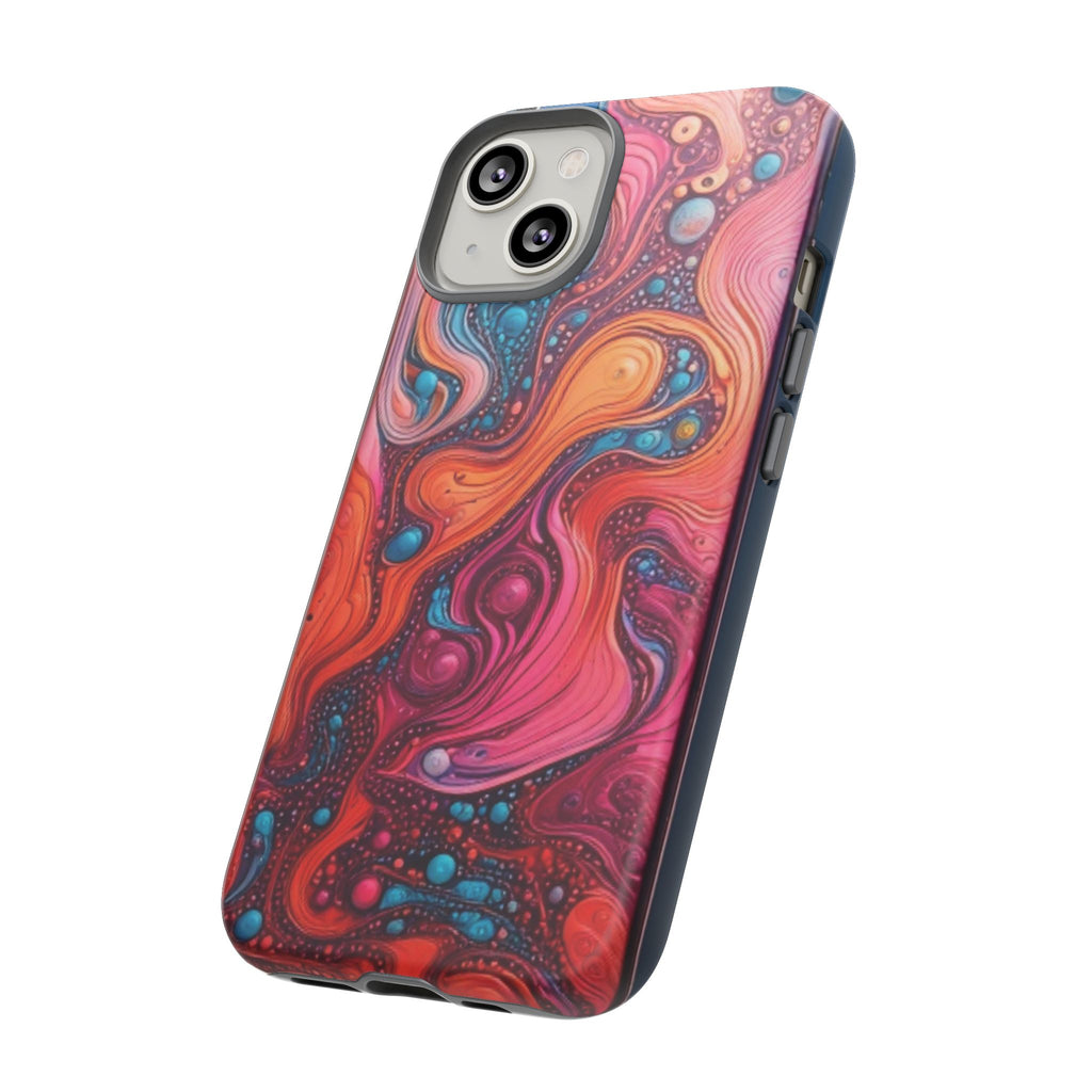 Abstract Swirl Tough Phone Case — Colorful Liquid Art Protective Cover