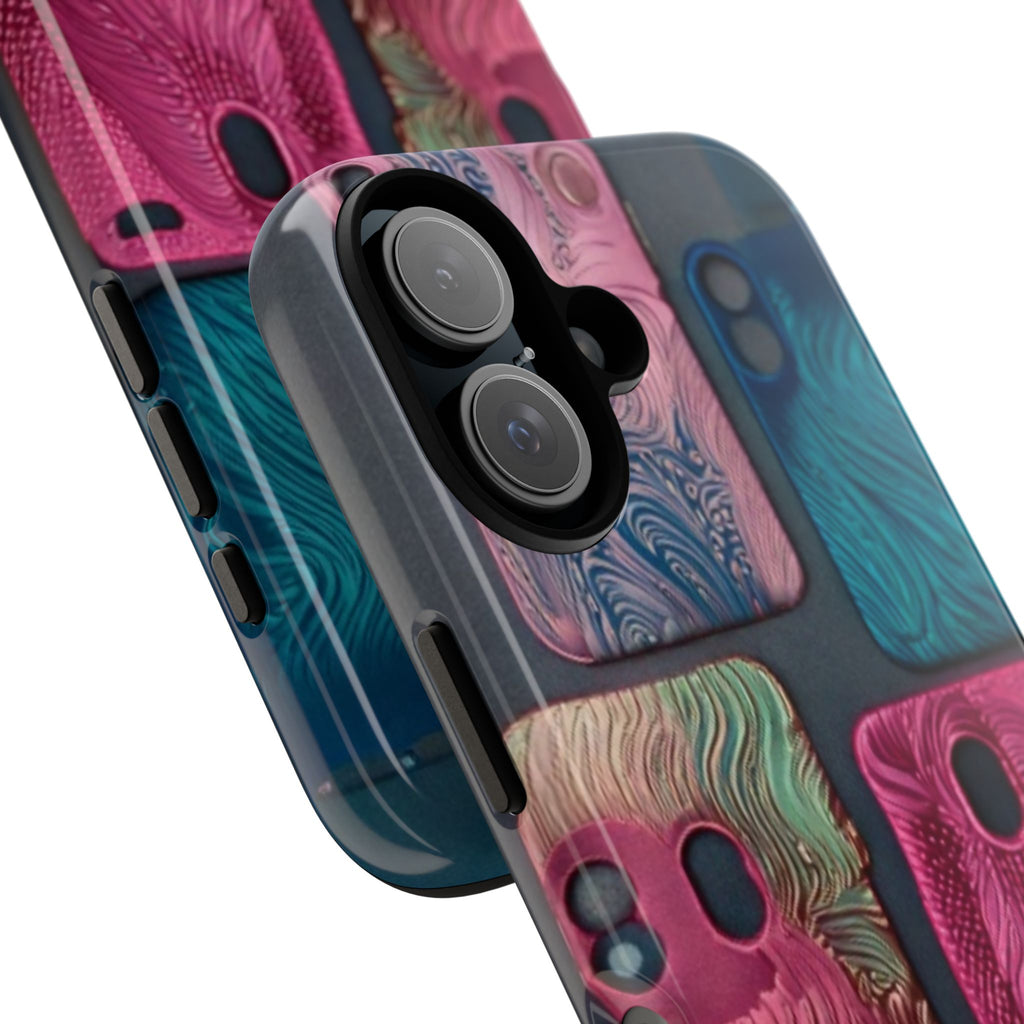 Tough Case - Colorful Textured Phone Case (Protective, Artistic Swirl Design)