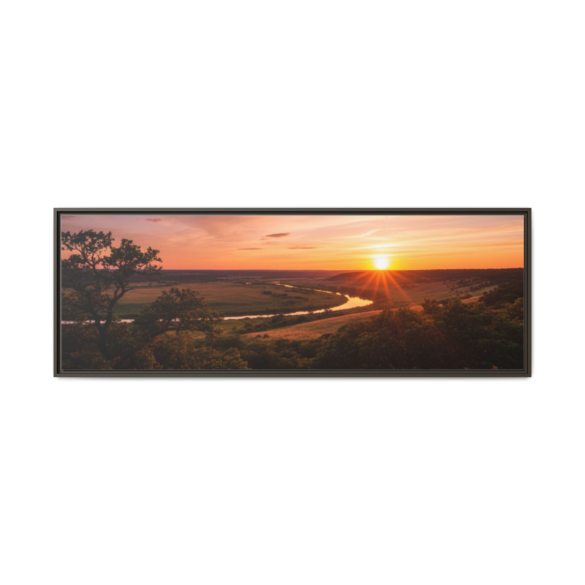 Sunset River Matte Canvas Framed Wall Art