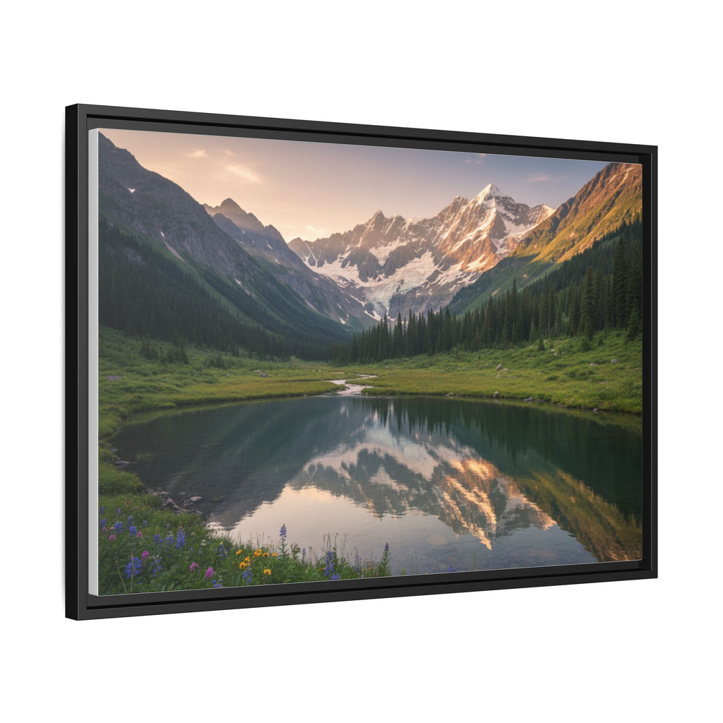 Matte Framed Canvas - Mountain Lake Landscape Wall Art