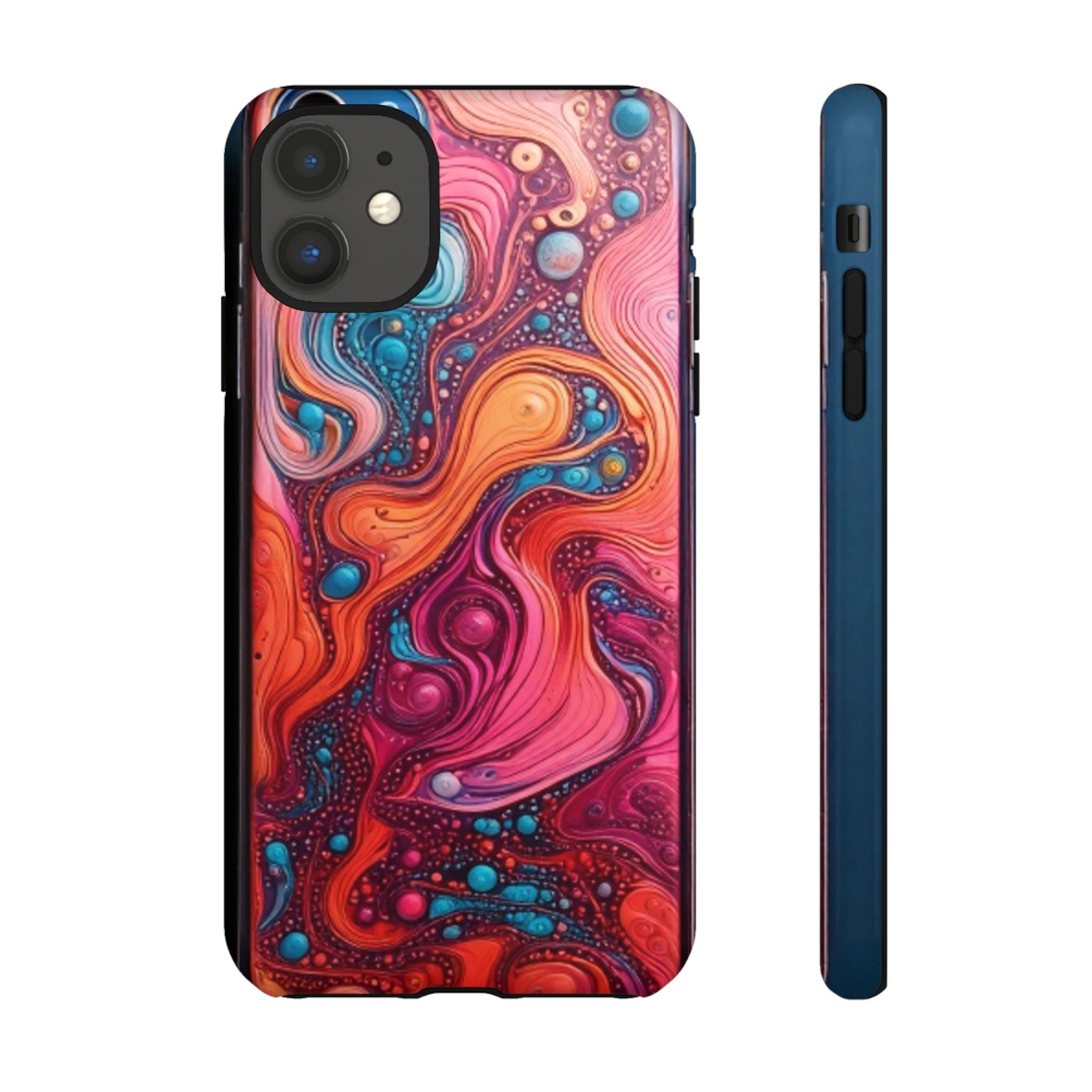 Abstract Swirl Tough Phone Case — Colorful Liquid Art Protective Cover