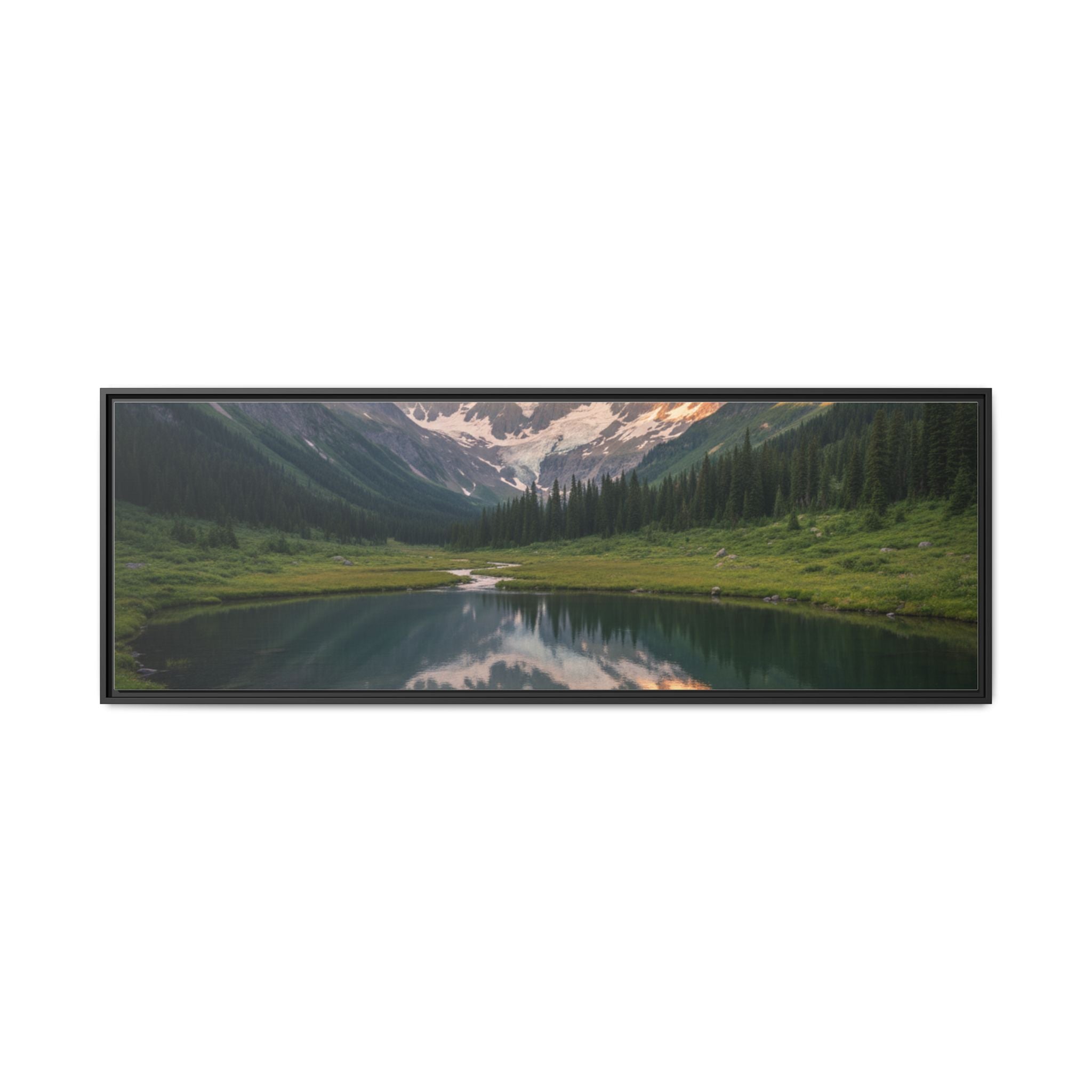 Matte Framed Canvas - Mountain Lake Landscape Wall Art