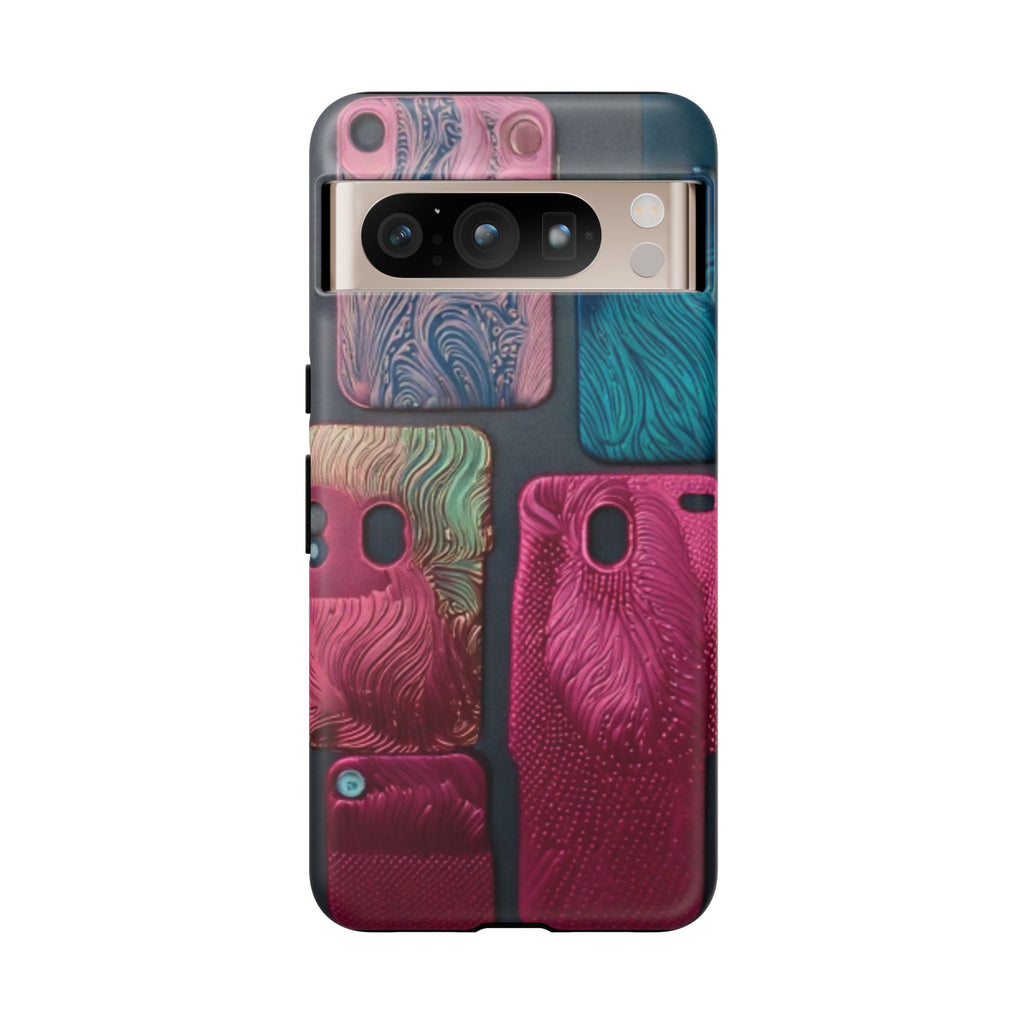 Tough Case - Colorful Textured Phone Case (Protective, Artistic Swirl Design)