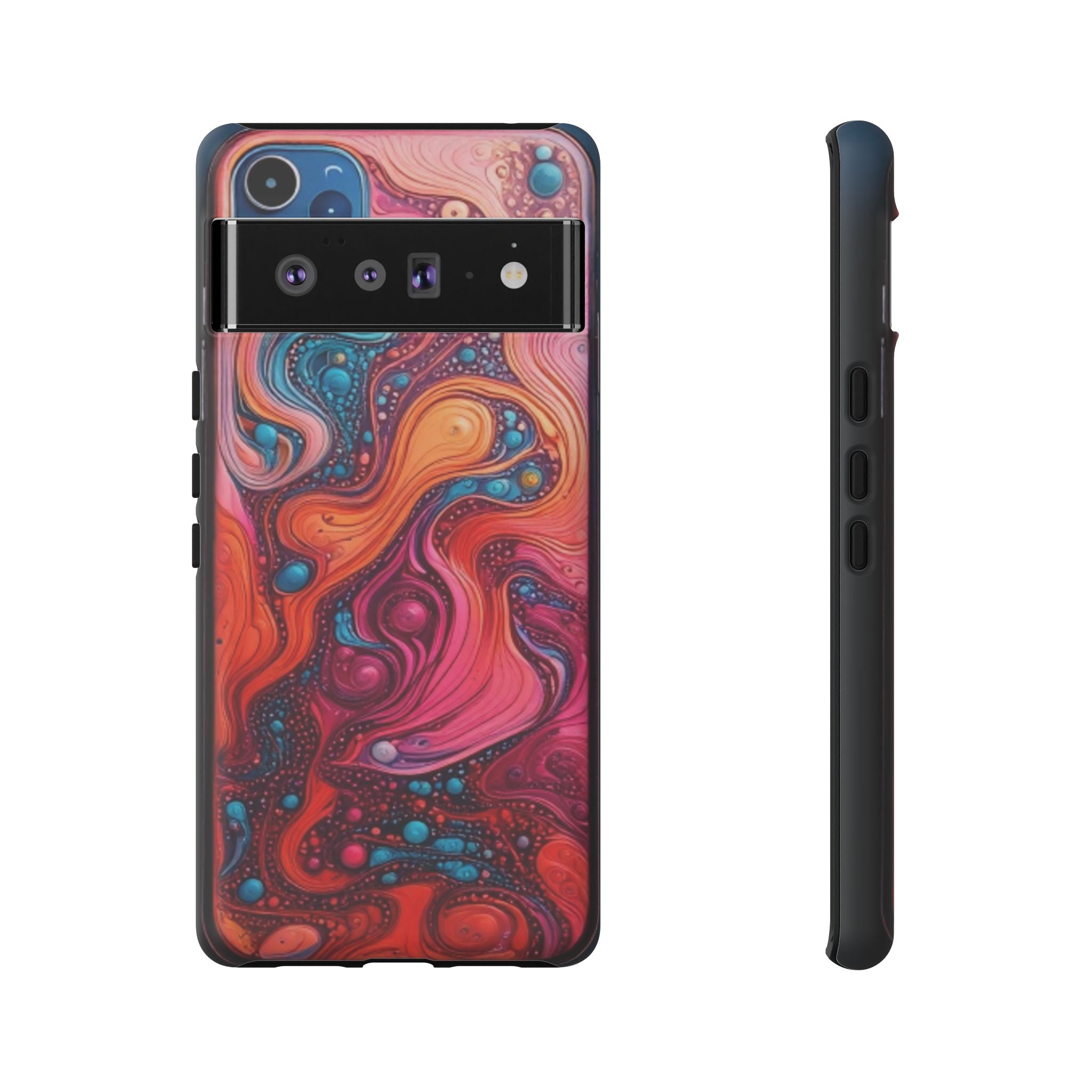 Abstract Swirl Tough Phone Case — Colorful Liquid Art Protective Cover