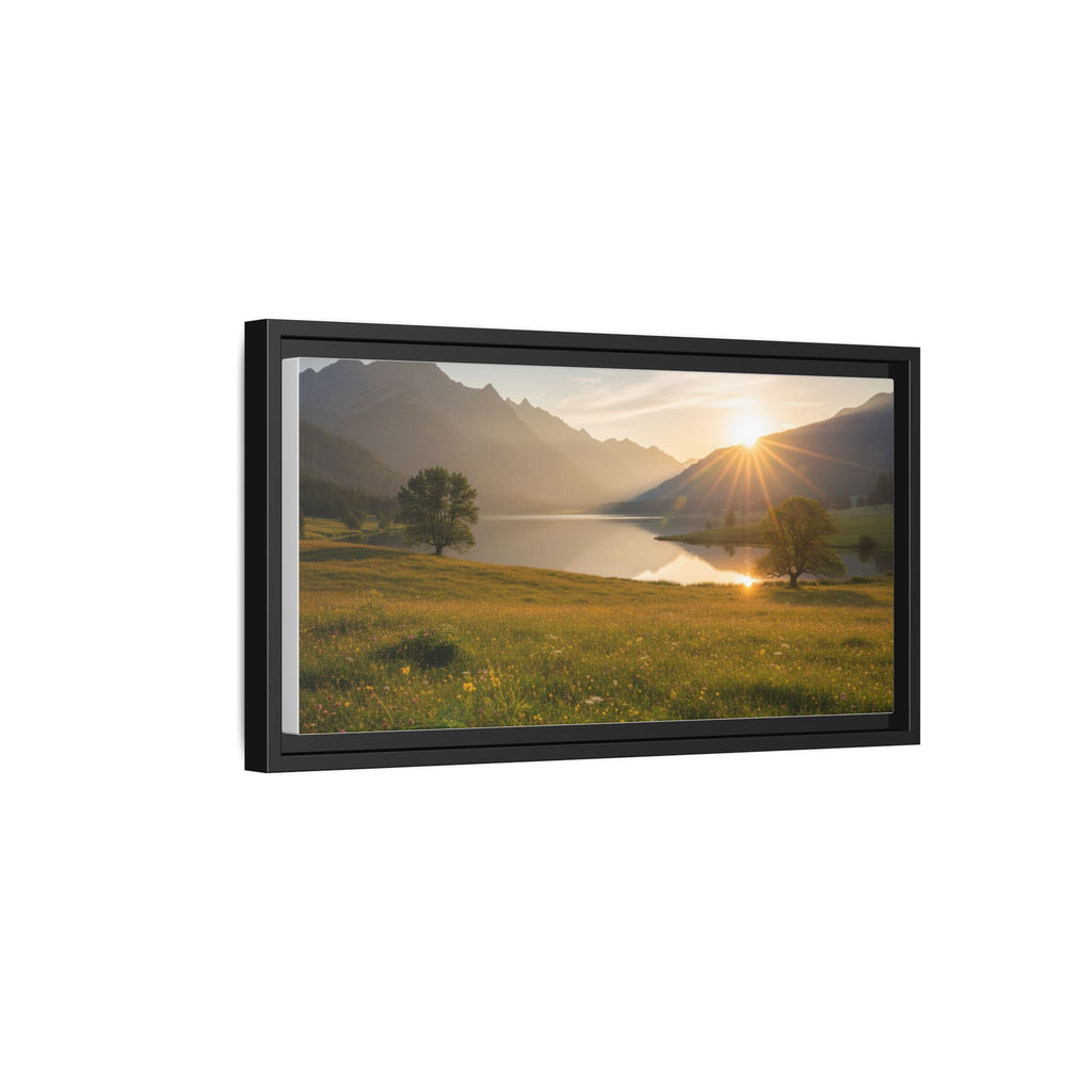 Sunrise Mountain Lake Matte Canvas — Framed Landscape Wall Art