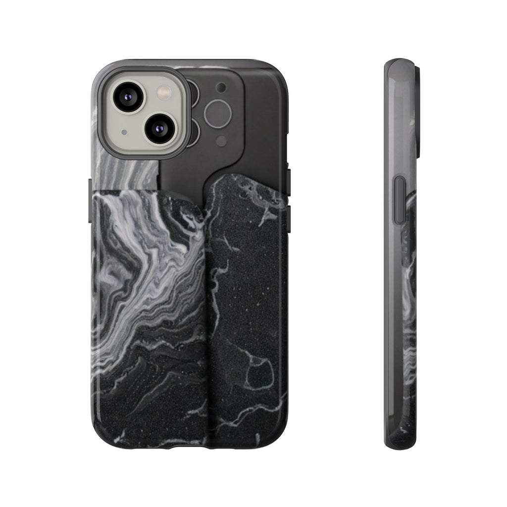 Black Marble Tough Phone Case — Protective iPhone Cover with Marble Texture