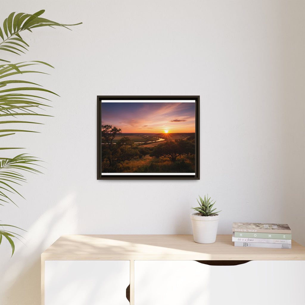 Sunset River Matte Canvas Framed Wall Art