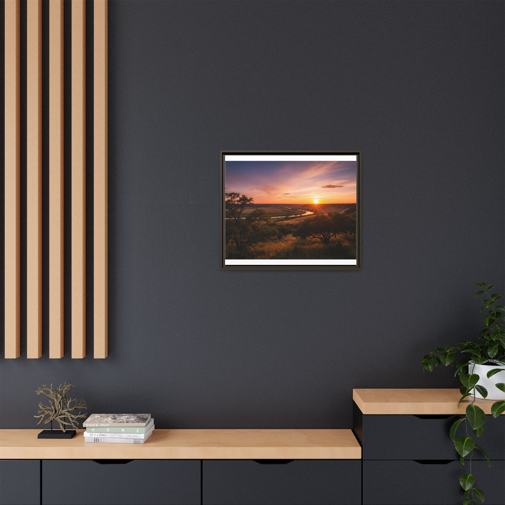 Sunset River Matte Canvas Framed Wall Art