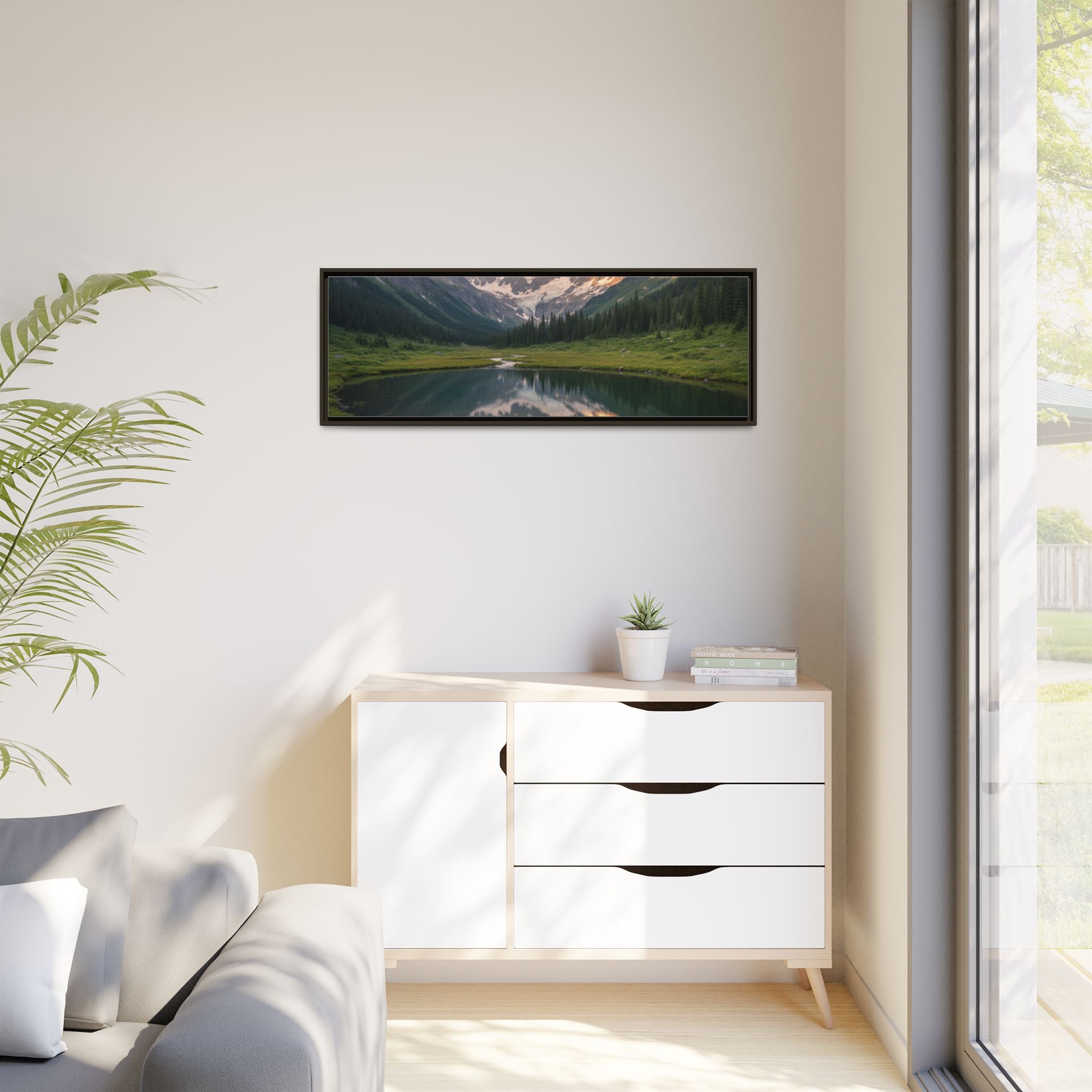 Matte Framed Canvas - Mountain Lake Landscape Wall Art