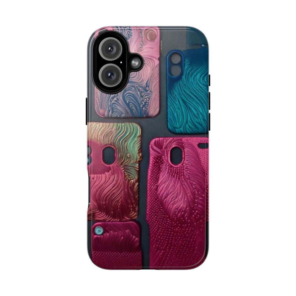 Tough Case - Colorful Textured Phone Case (Protective, Artistic Swirl Design)