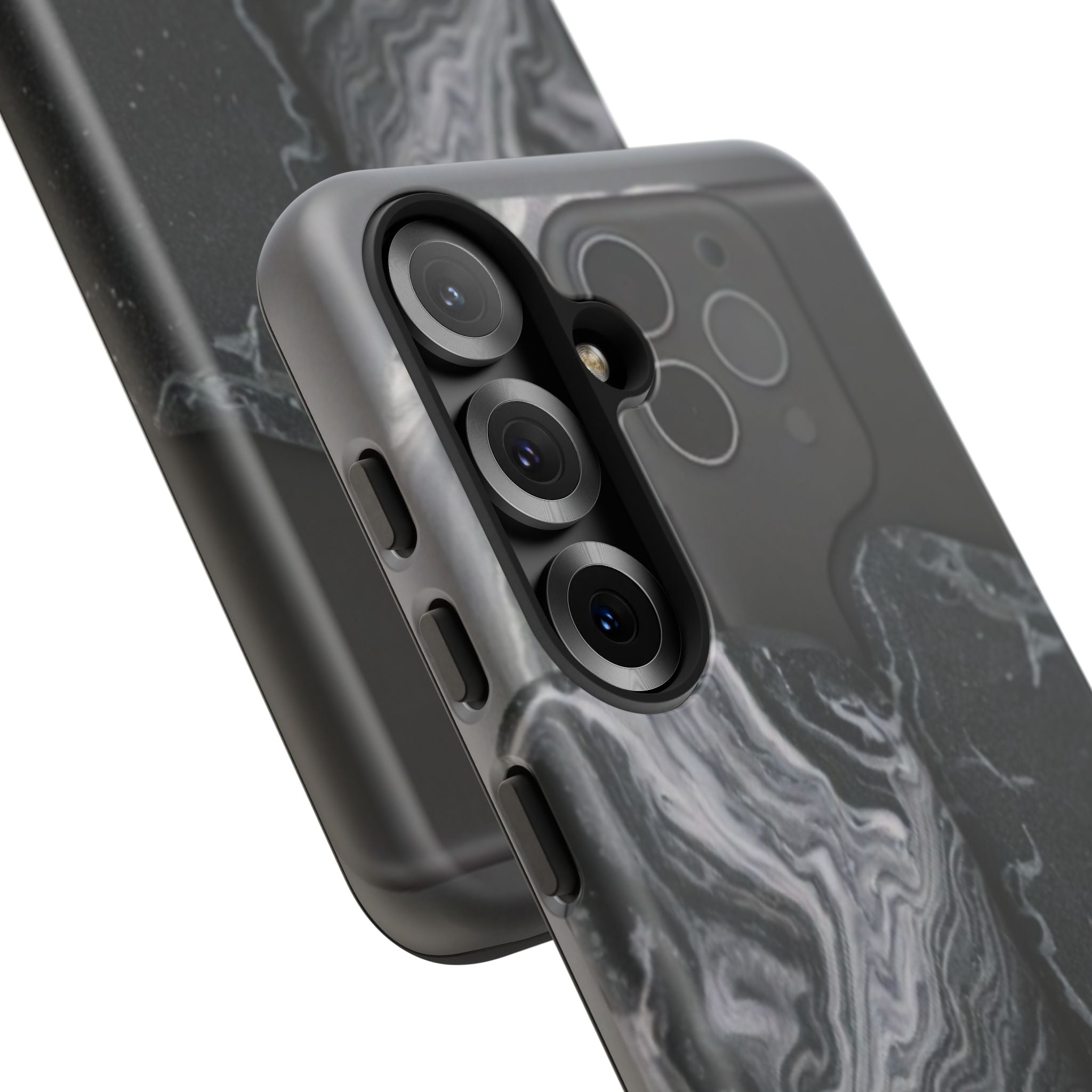 Black Marble Tough Phone Case — Protective iPhone Cover with Marble Texture