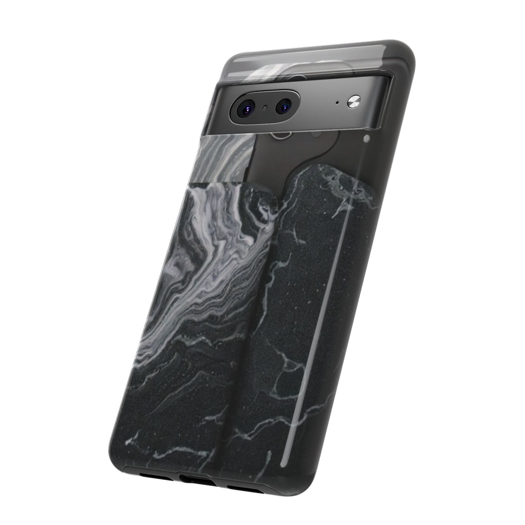 Black Marble Tough Phone Case — Protective iPhone Cover with Marble Texture