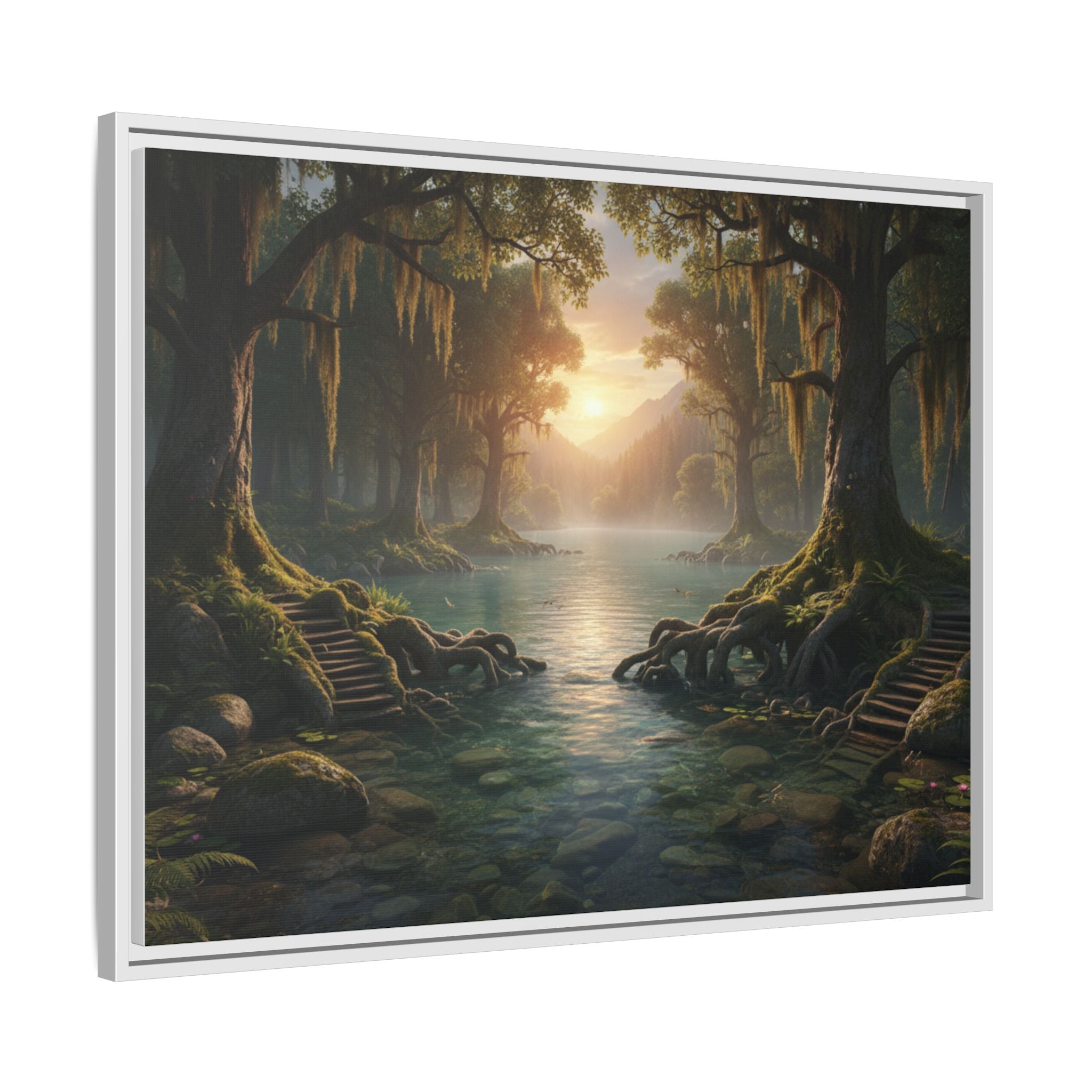 Framed Matte Canvas Art - Step In To The Water