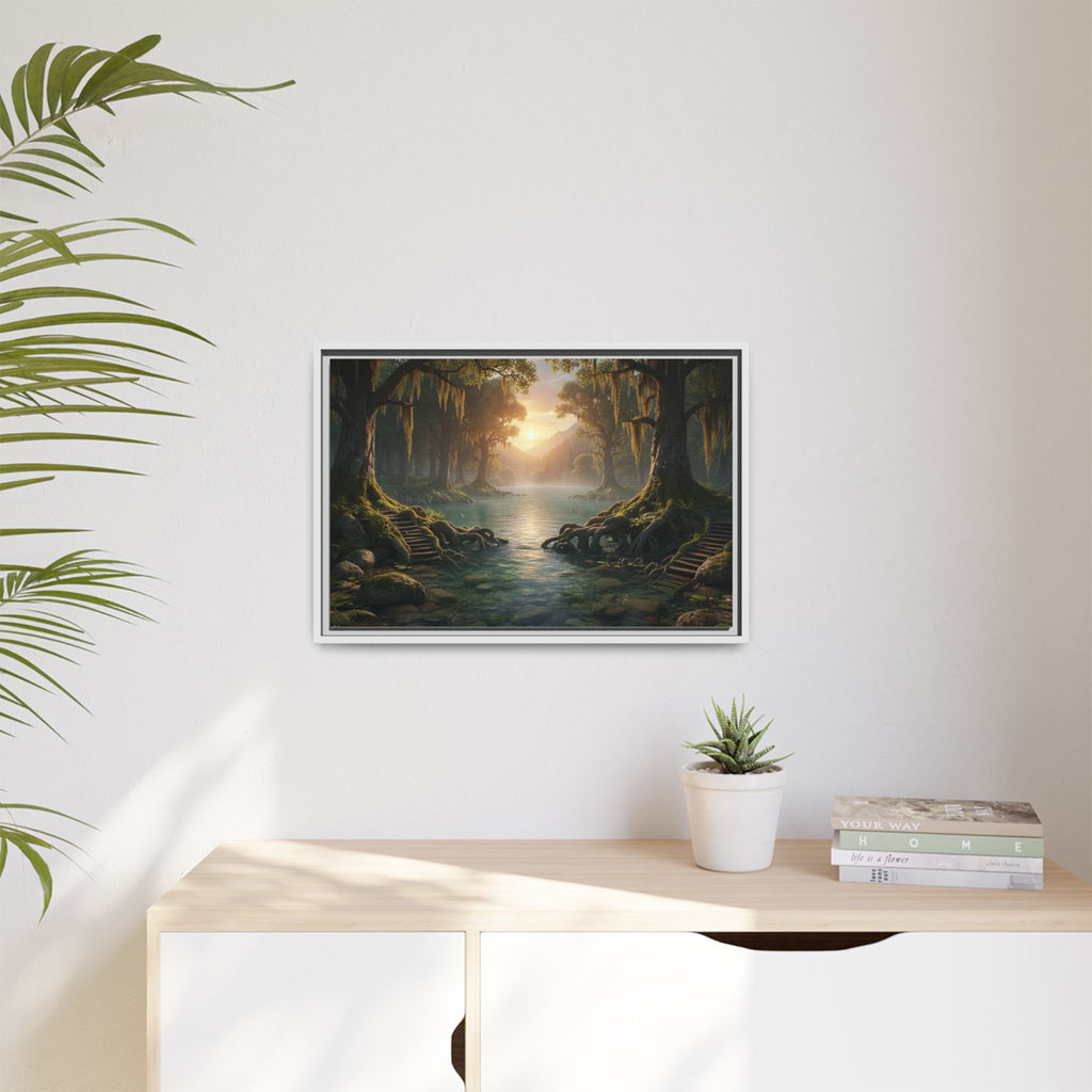 Framed Matte Canvas Art - Step In To The Water