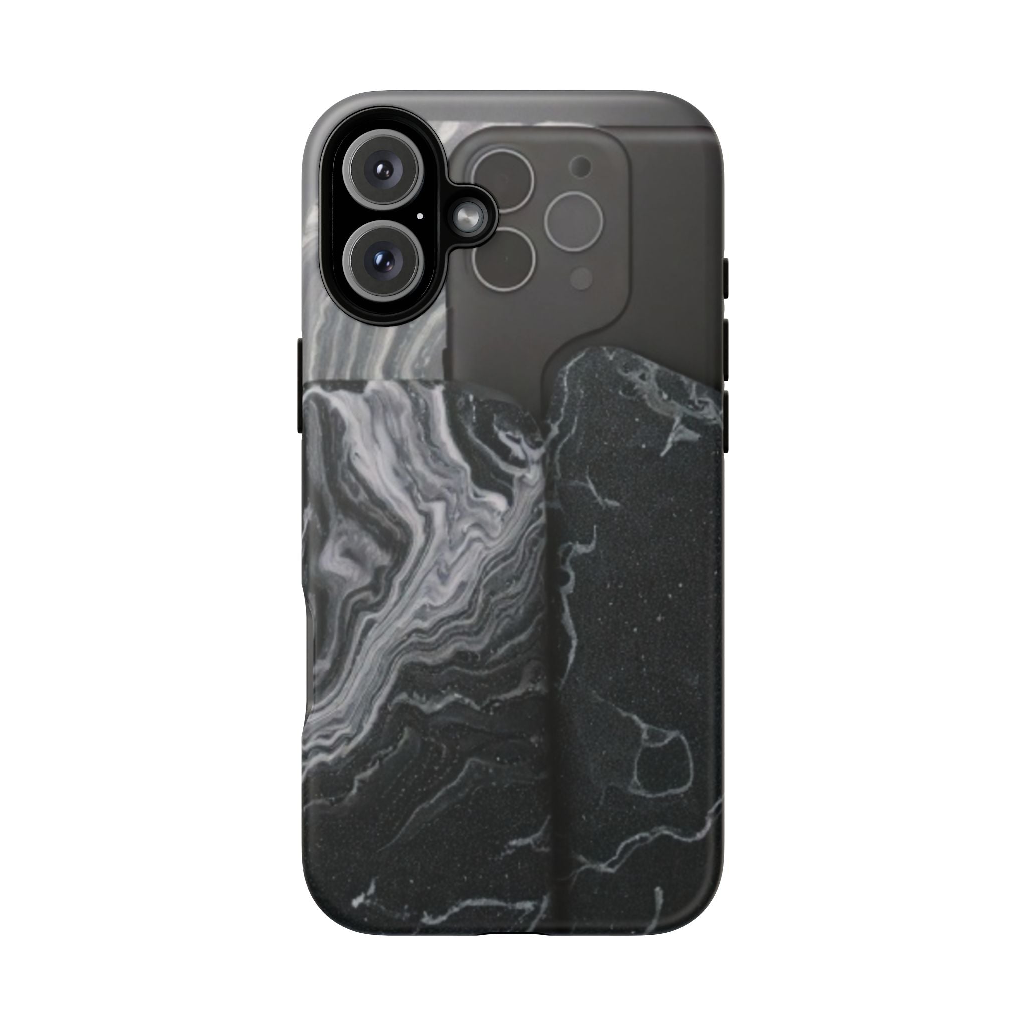 Black Marble Tough Phone Case — Protective iPhone Cover with Marble Texture